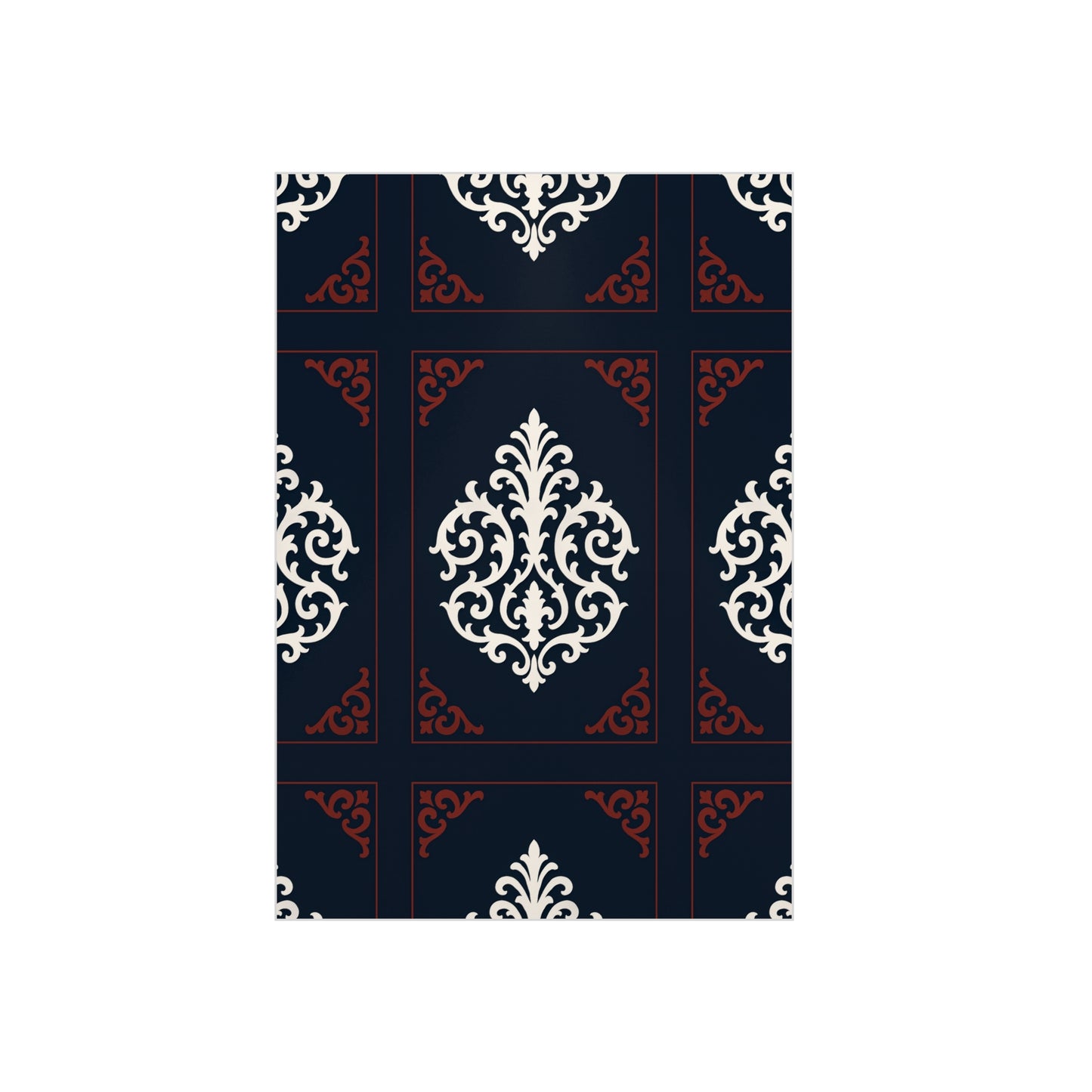 Dusk Blue-Maroon & White Baroque Foam Board Wall Art — Blue, White & Maroon Pattern
