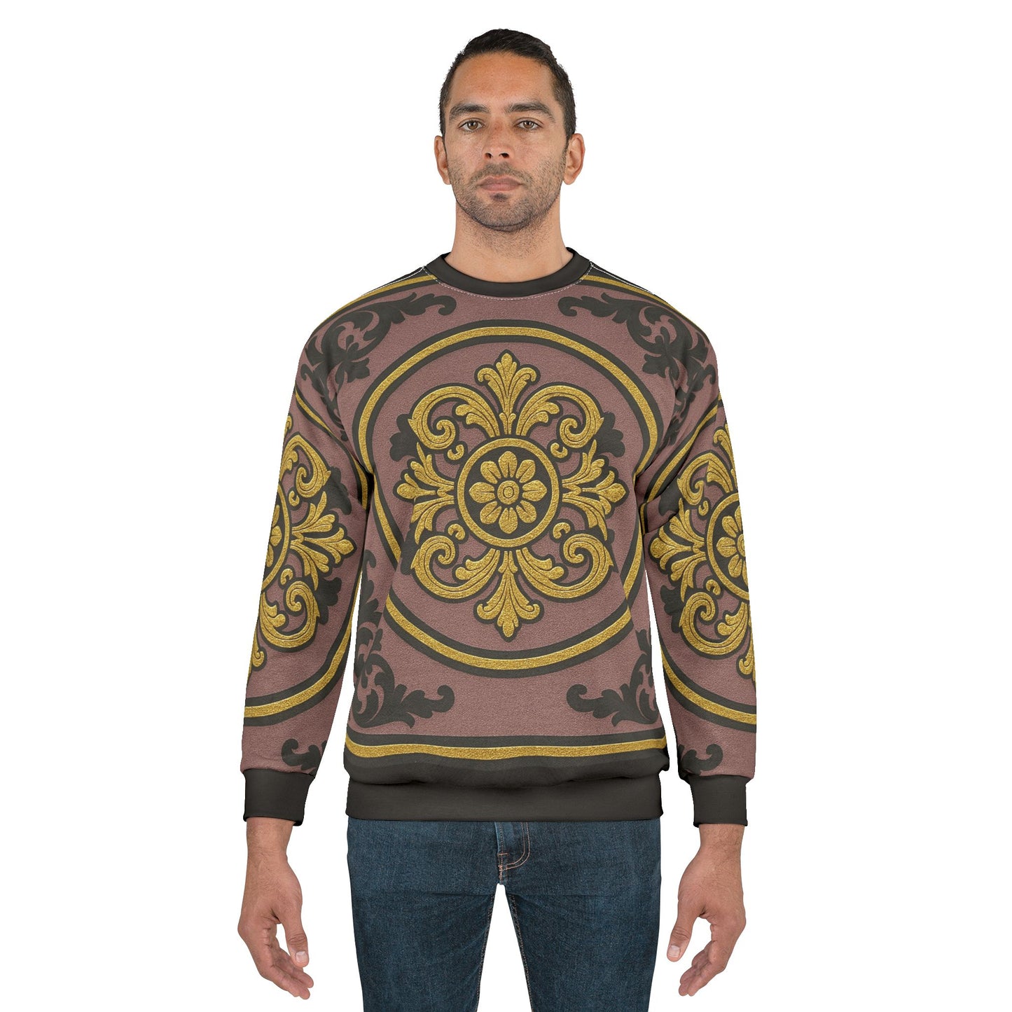 Gilded Mauve With Gold-Black Baroque Vintage-Style Unisex Sweatshirt, Cozy, Fashionable, Perfect for All Occasions, Gift for Her and Him
