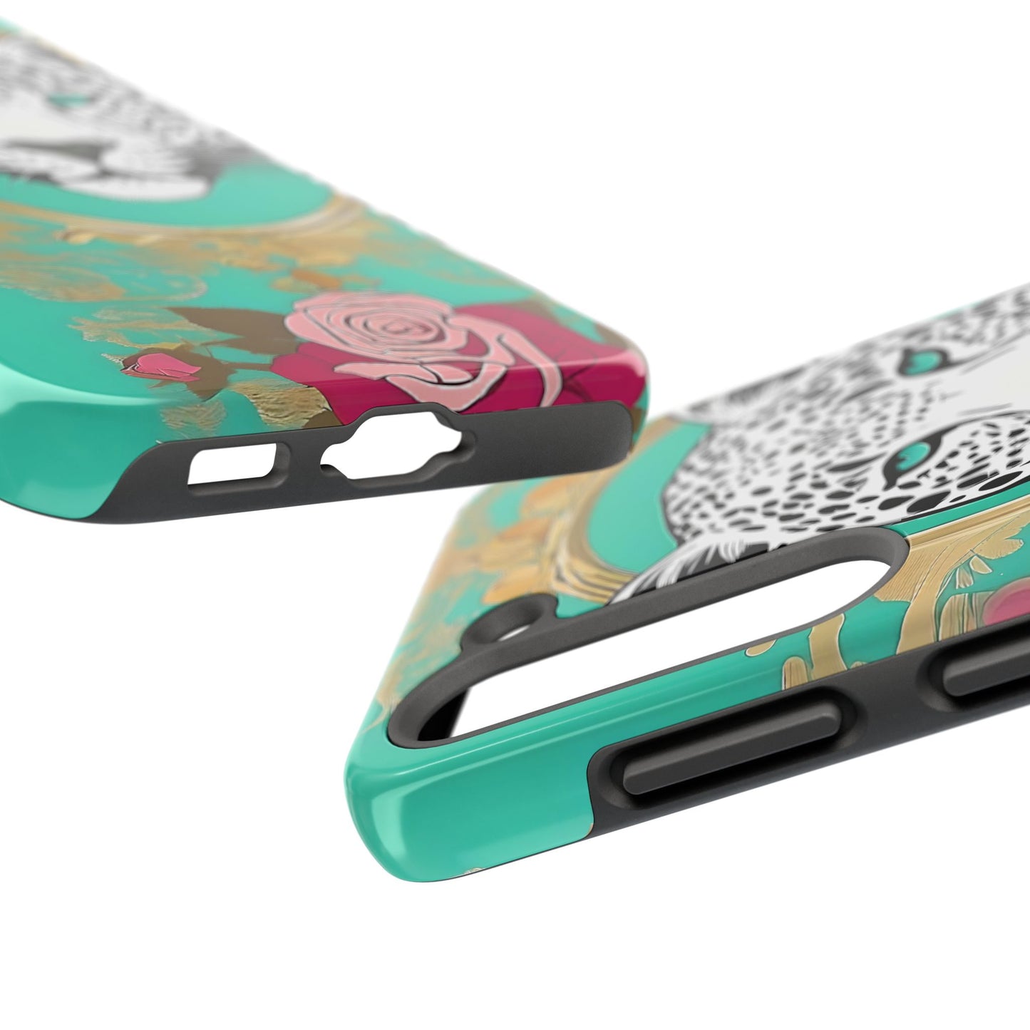 Leopard Tough Phone Case - Trendy Floral Design for Animal Lovers - Leopard & Rose