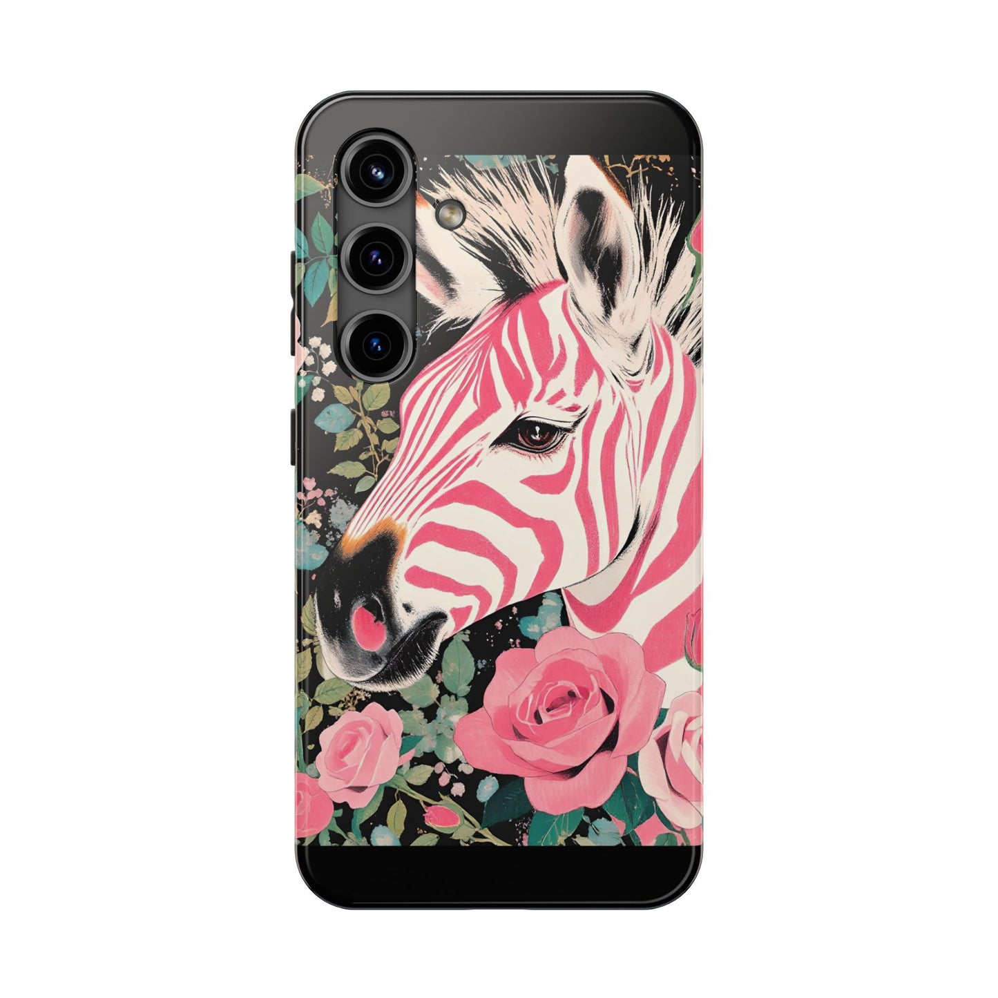 Pink Zebra Tough Phone Case - Trendy Floral Design for Animal Lovers