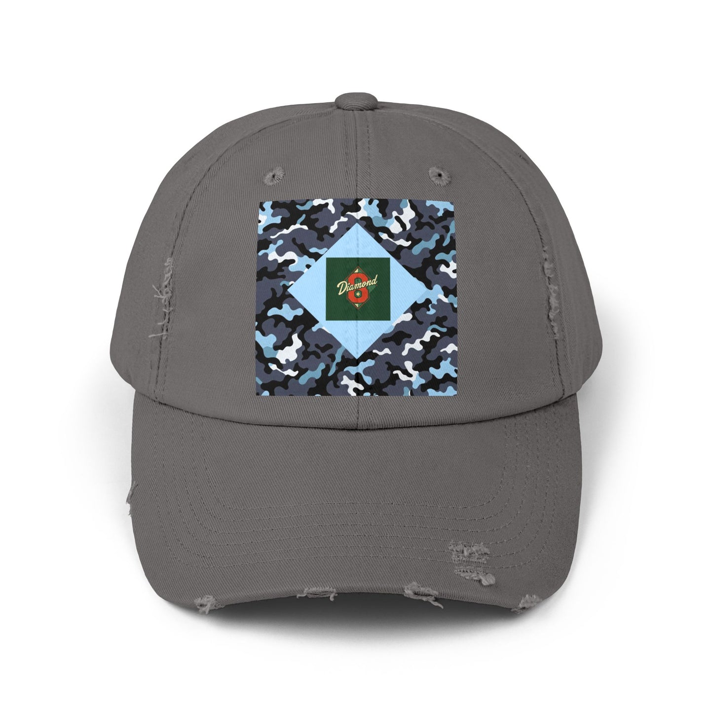 Camouflage Distressed Cap, Casual Hat, Outdoor Gear, Trendy Accessories, Gift for Him/Her - Diamond 8