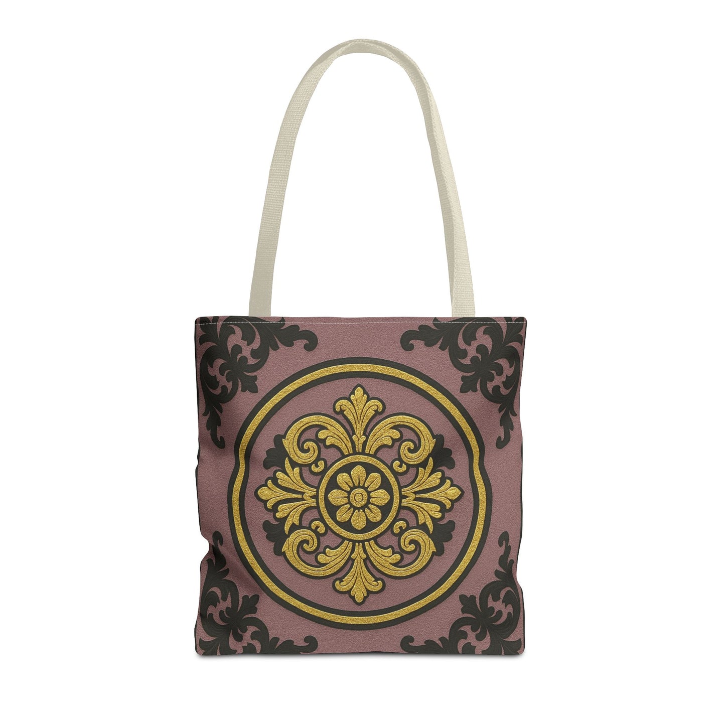 Elegant Gilded Mauve With Gold-Black Baroque Print Tote Bag, Reusable Shopping Tote, Gift for Her, Weekend Bag, Eco-Friendly Handbag