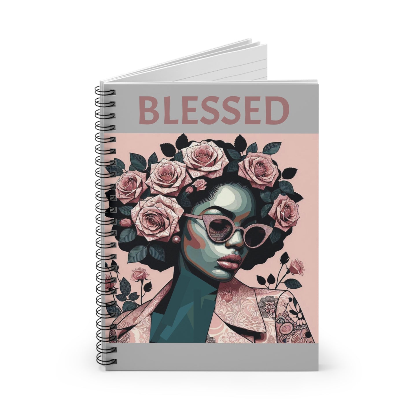 Blessed Floral Spiral Notebook, Inspirational Journal, Art Sketchbook, Gift for Her, Motivational Note-taking