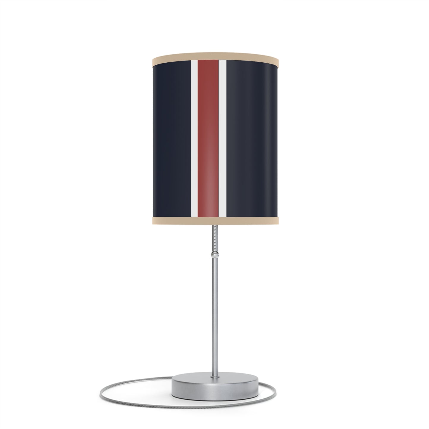 Lunar Midnight & Red-White Striped Stylish Table Lamp, Modern Home Decor, Bedroom Lighting, Unique Gift for Her, Desk Illumination