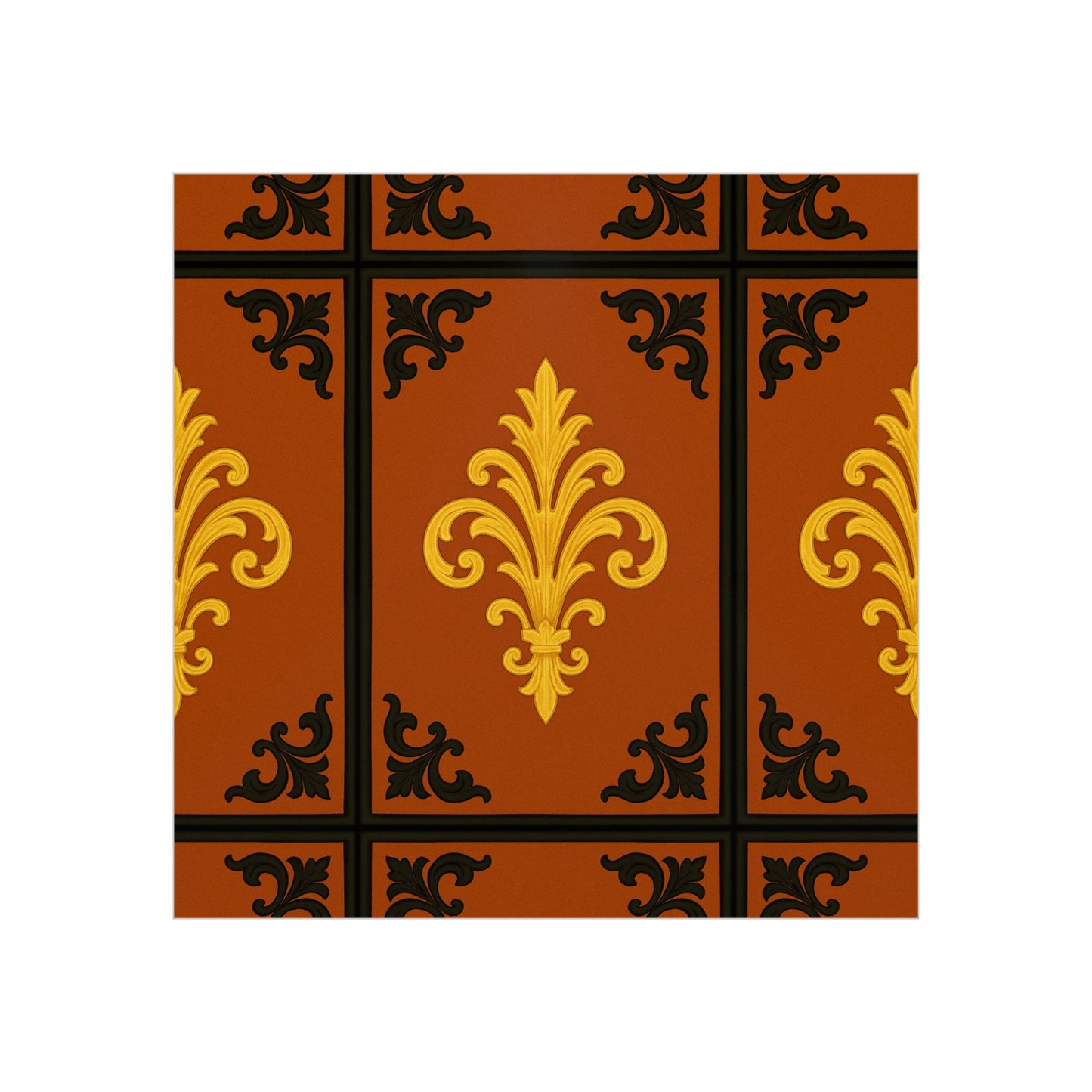 Dusk Terracotta Baroque Foam Board — Baroque Pattern Wall Art (Dusk Terracotta, Gold & Black)