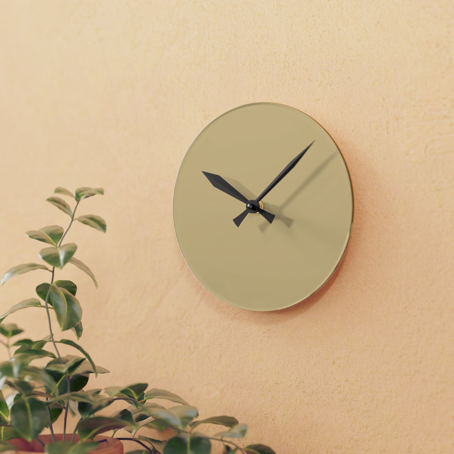 Vanilla Wheat Modern Minimalist Acrylic Wall Clock, Stylish Home Decor, Office Wall Art, Unique Gift for Housewarming, Boho Living Room Accent