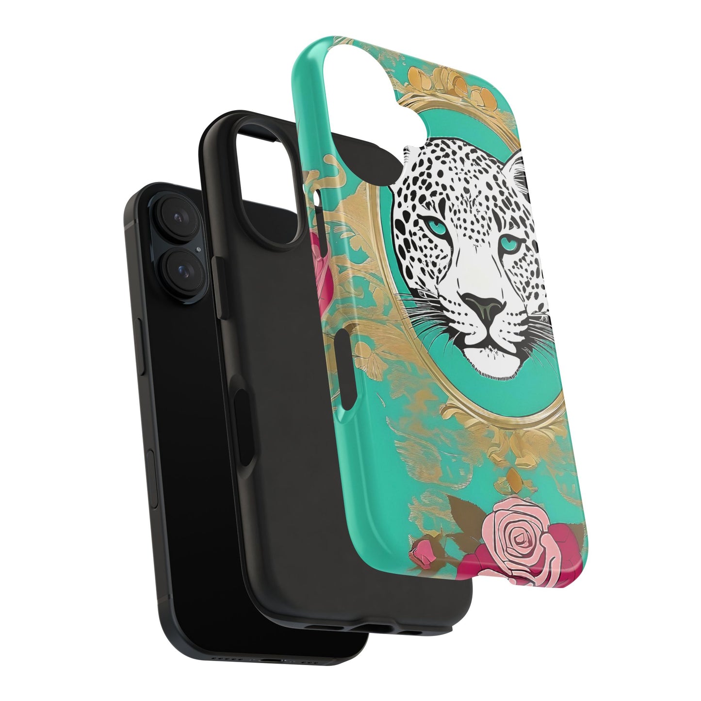 Leopard Tough Phone Case - Trendy Floral Design for Animal Lovers - Leopard & Rose