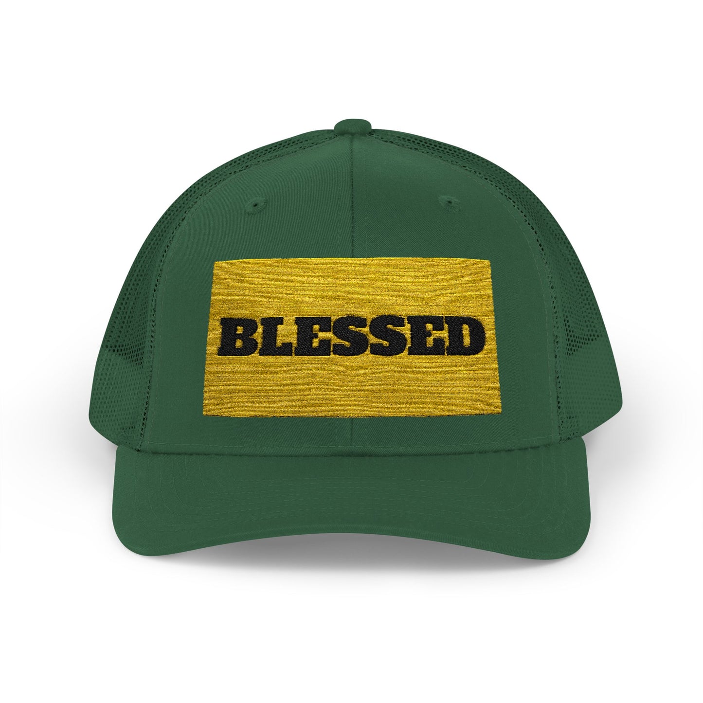 Blessed In Gold Snapback Trucker Cap for Everyday Inspiration, Faith-Based Accessory, Adjustable Hat, Gift for Friends, Motivational Cap