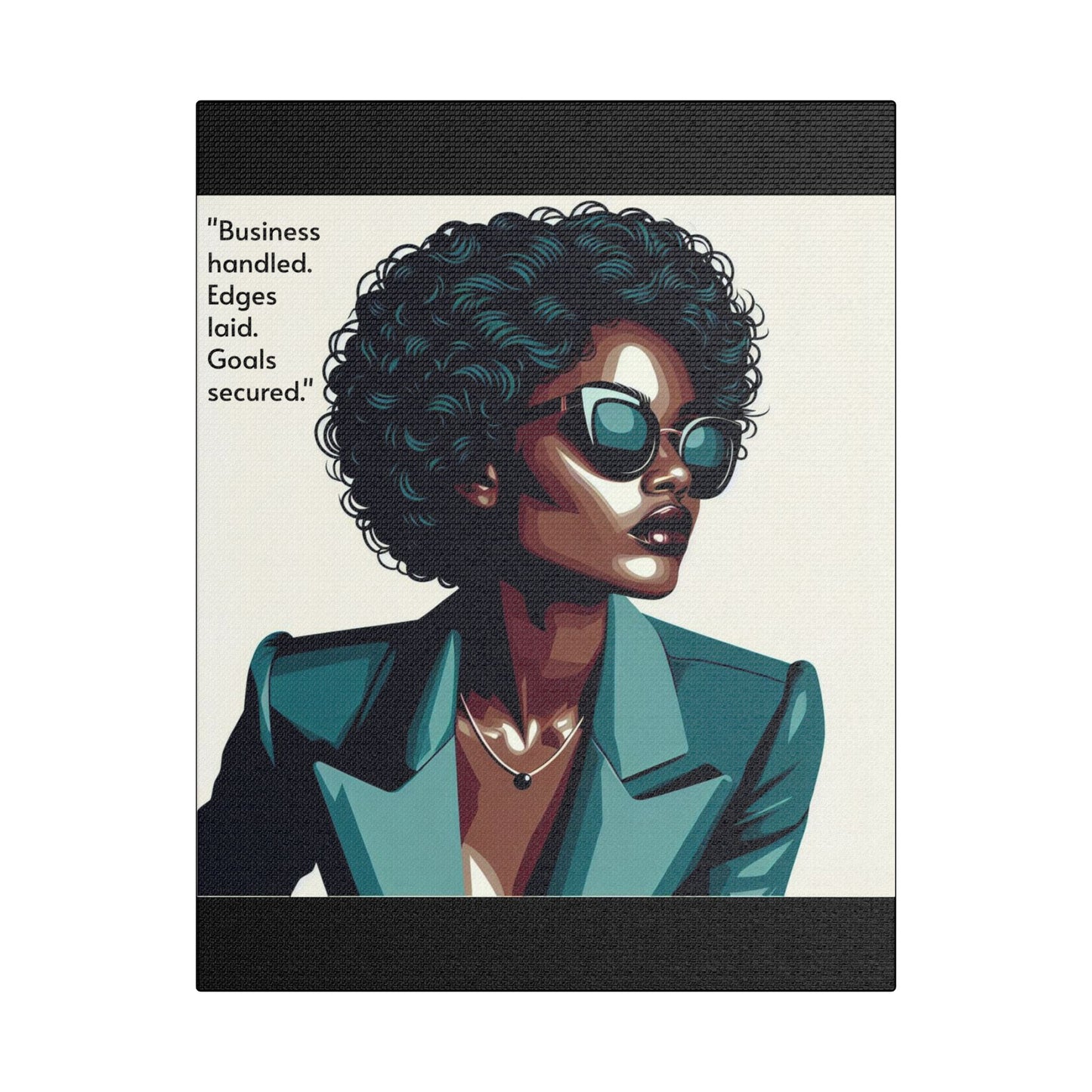 Afro Art Print Canvas, Wall Decor, Satin Stretched Canvas, African American Art, Office Decor, Home Decor - "Business handled."