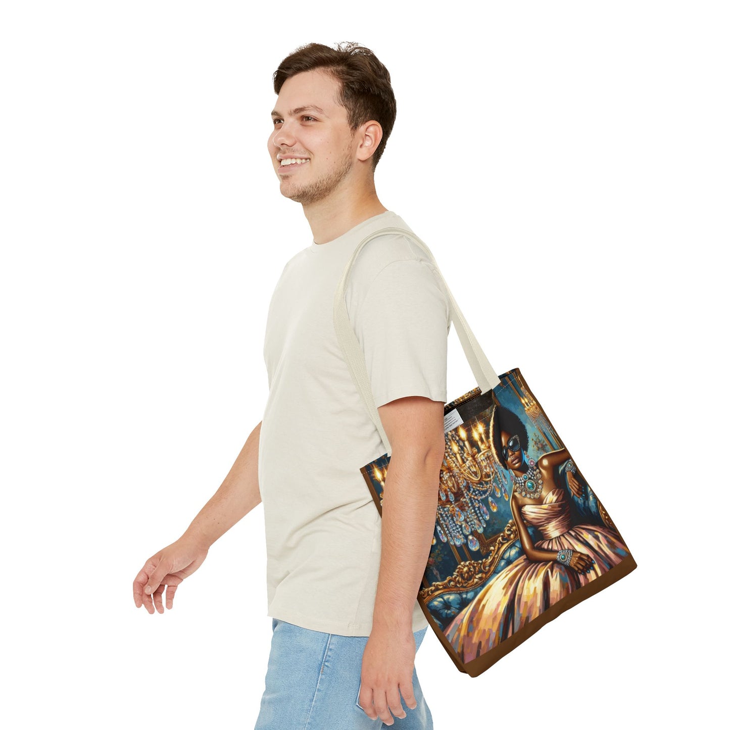 Elegant Fashion Tote Bag, Chic Handbag for Women, Stylish Shopping Bag, Glamorous Gift for Her, Art Tote - Elegant Lady & Chandelier