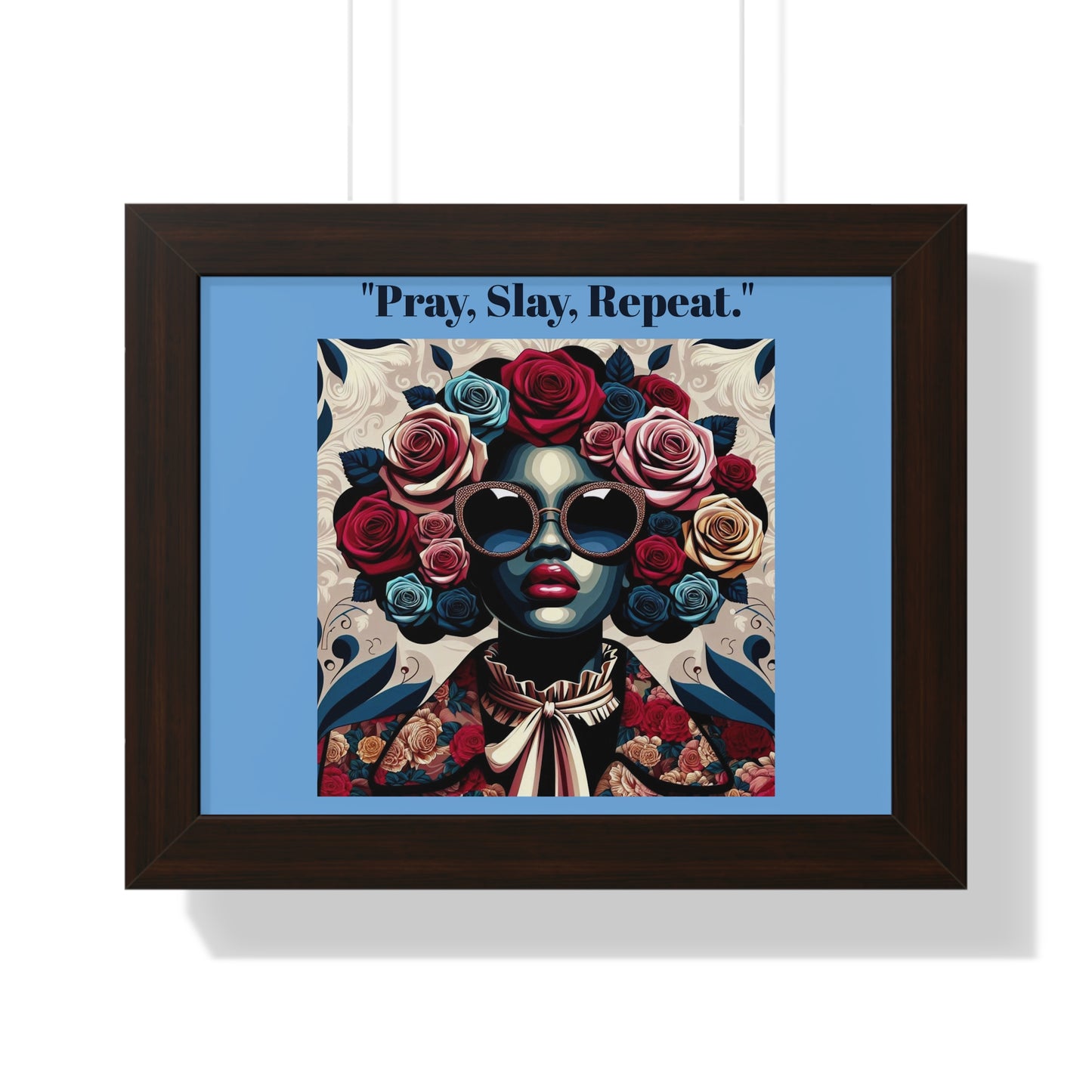 Empowering Art Print – "Pray, Slay, Repeat" Framed Poster for Inspirational Home Decor