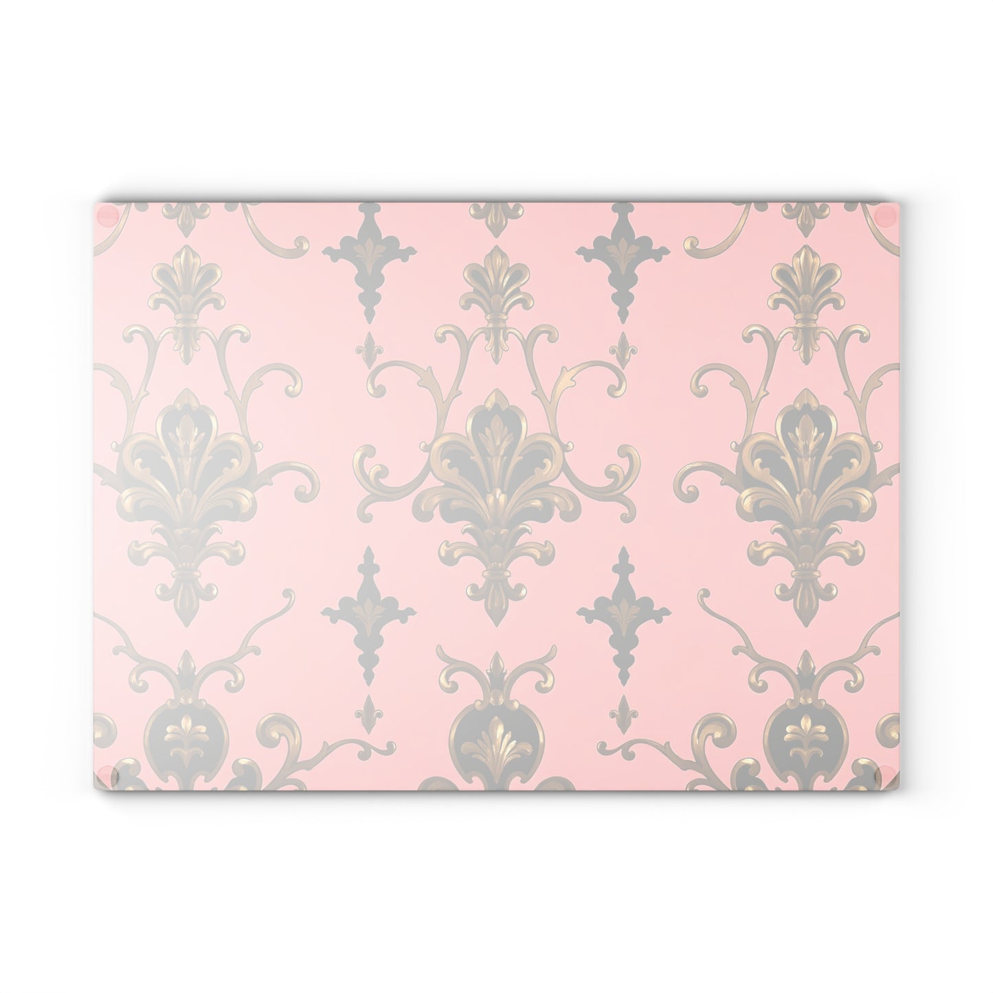 Elegant Pink Floral Glass Cutting Board with Gold Accents, Kitchen Decor, Gift for Home Cooking, Wedding Gift - Pink, Black & Gold Rococo