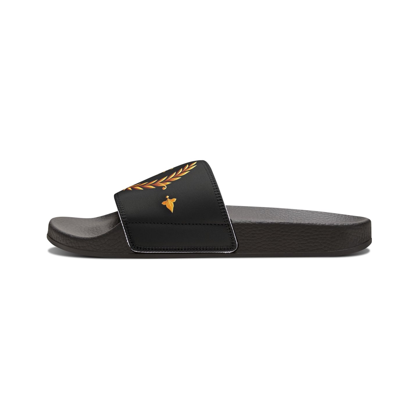 Men's Removable-Strap Sandals with Graphic Design, Casual Footwear, Comfortable Summer Slides, Beach or Pool Essentials - Gold Crest