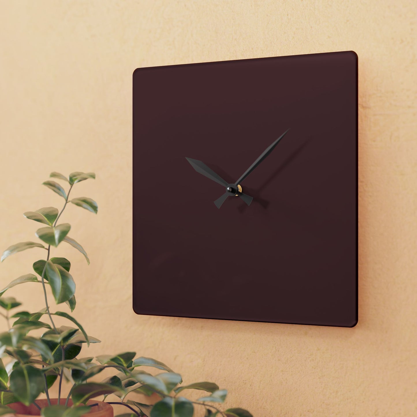 Elegant Brown Merlot Acrylic Wall Clock for Modern Decor, Minimalist Timepiece, Unique Gift for Home, Office Wall Decoration, Smart Design
