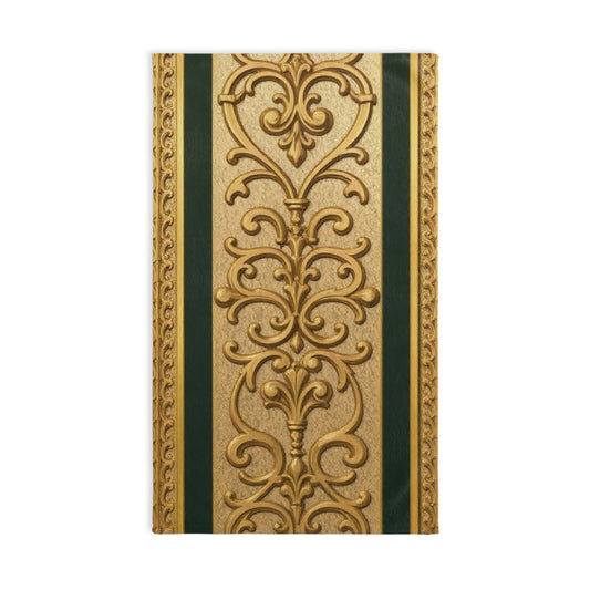Elegant Teal Striped Gold Baroque Vintage Hand Towel, Decorative Bathroom Decor, Luxury Kitchen Towel, Gift for Home Decor, Bridal Shower Gift