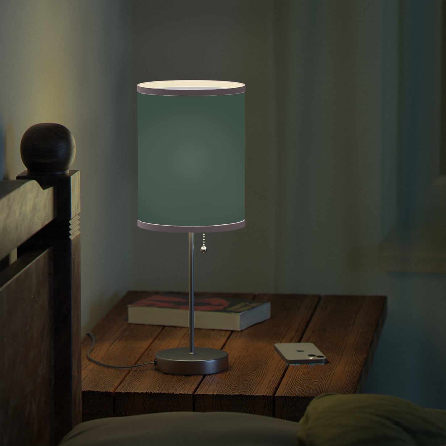 Modern Midnight Green Table Lamp, Stylish Lighting for Home Decor, Green Lamp, USB/CA Plug, Elegant Nightstand Light, Minimalist Design