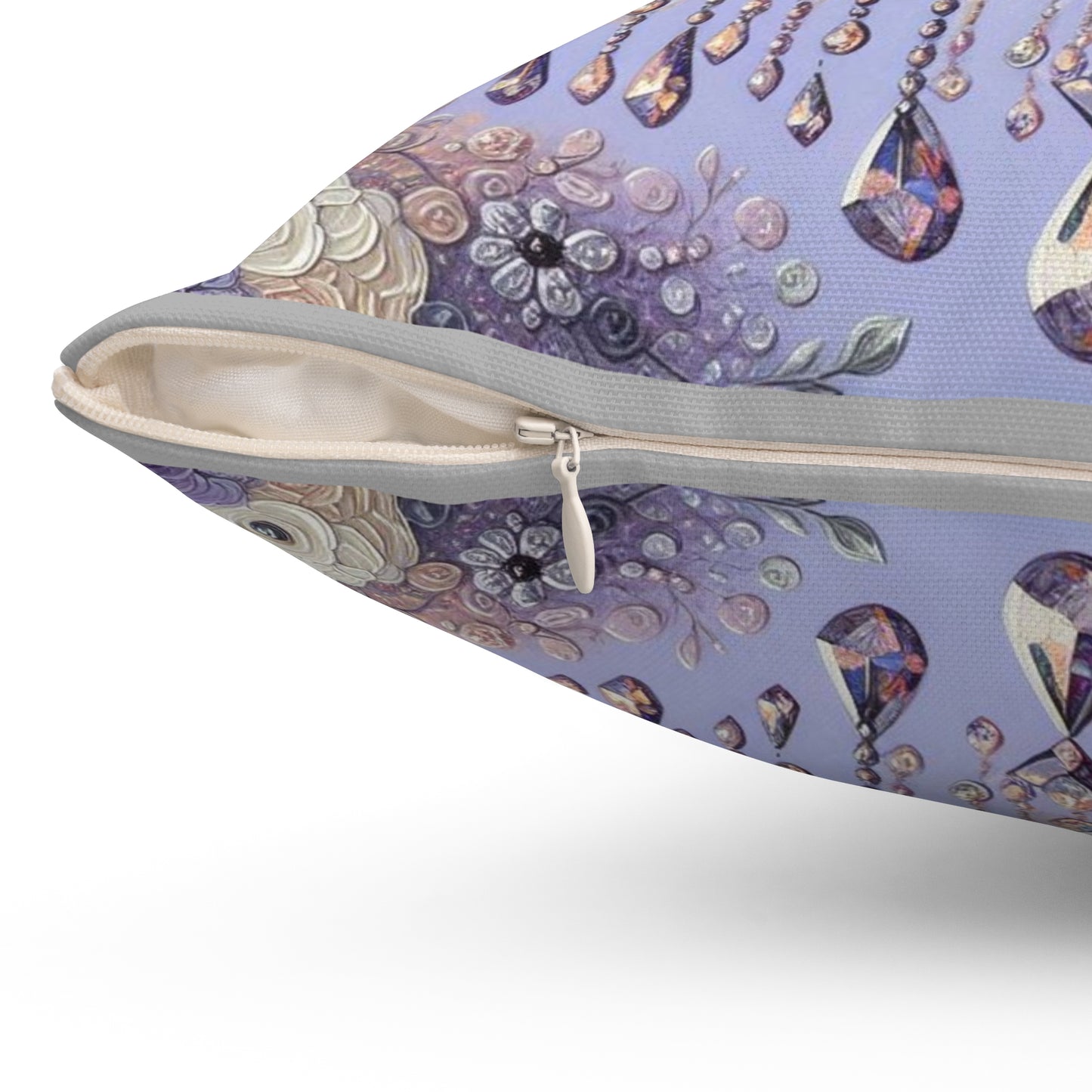 Elegant Chandelier Pillow, Home Decor, Cozy Living Room Accent, Floral Cushion - Lilac Jeweled Chandelier