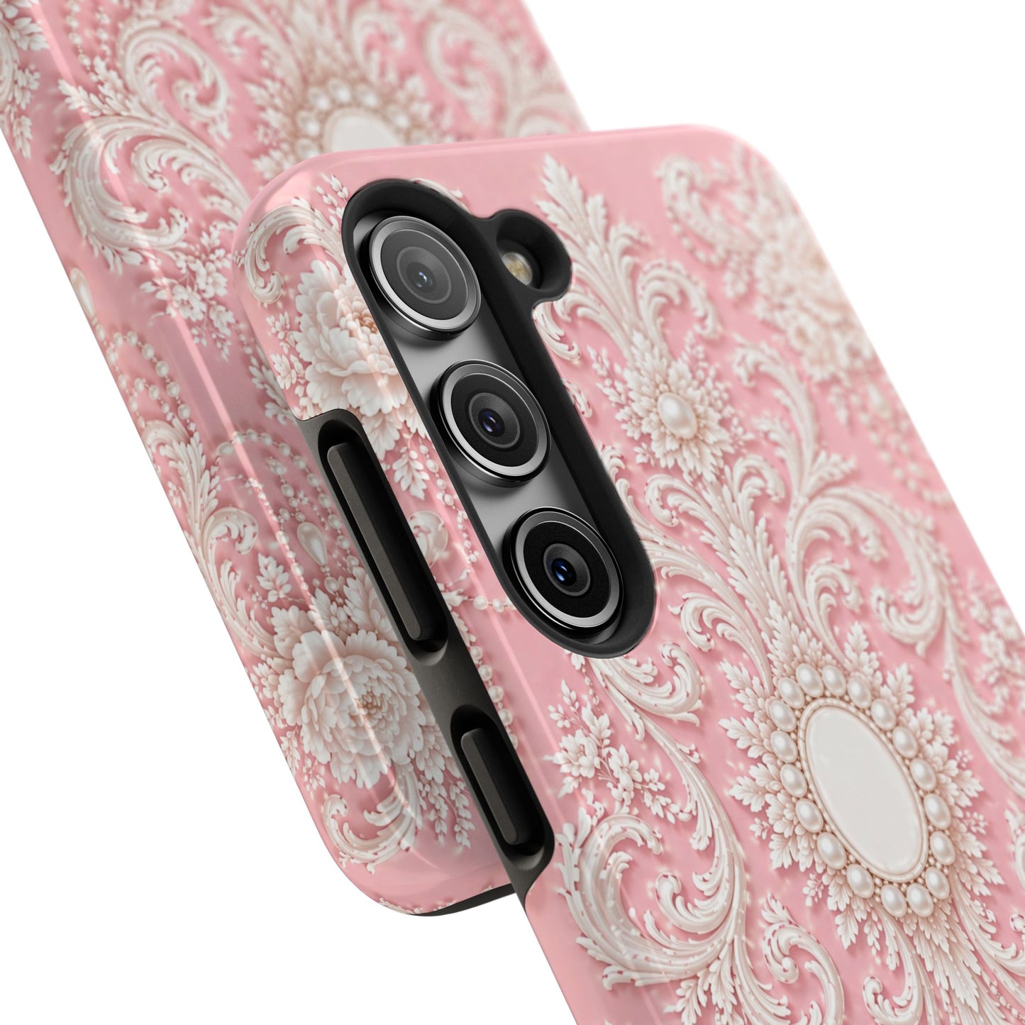 Pink Rococo Elegant Floral Tough Phone Case - Pink Vintage Design