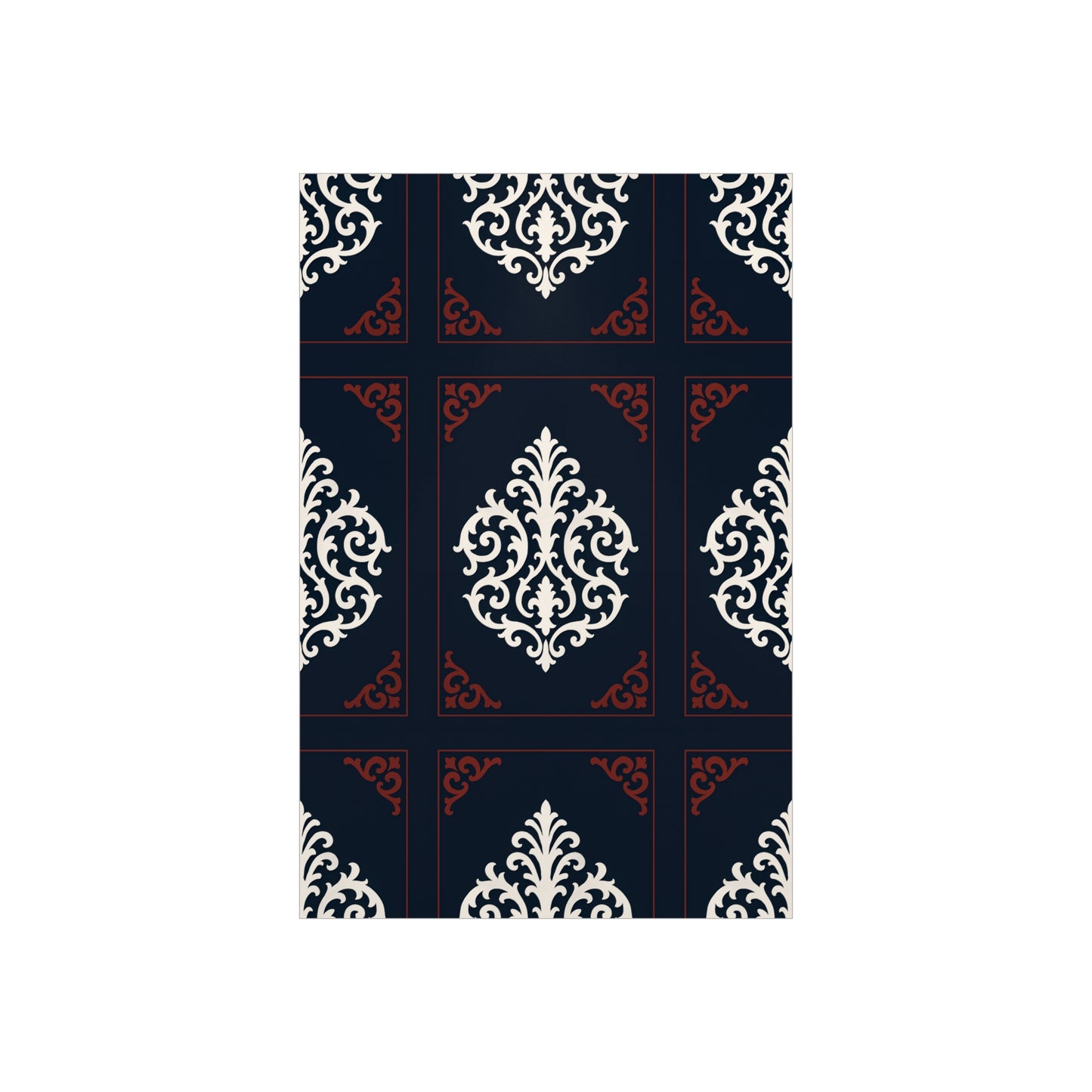 Dusk Blue-Maroon & White Baroque Foam Board Wall Art — Blue, White & Maroon Pattern