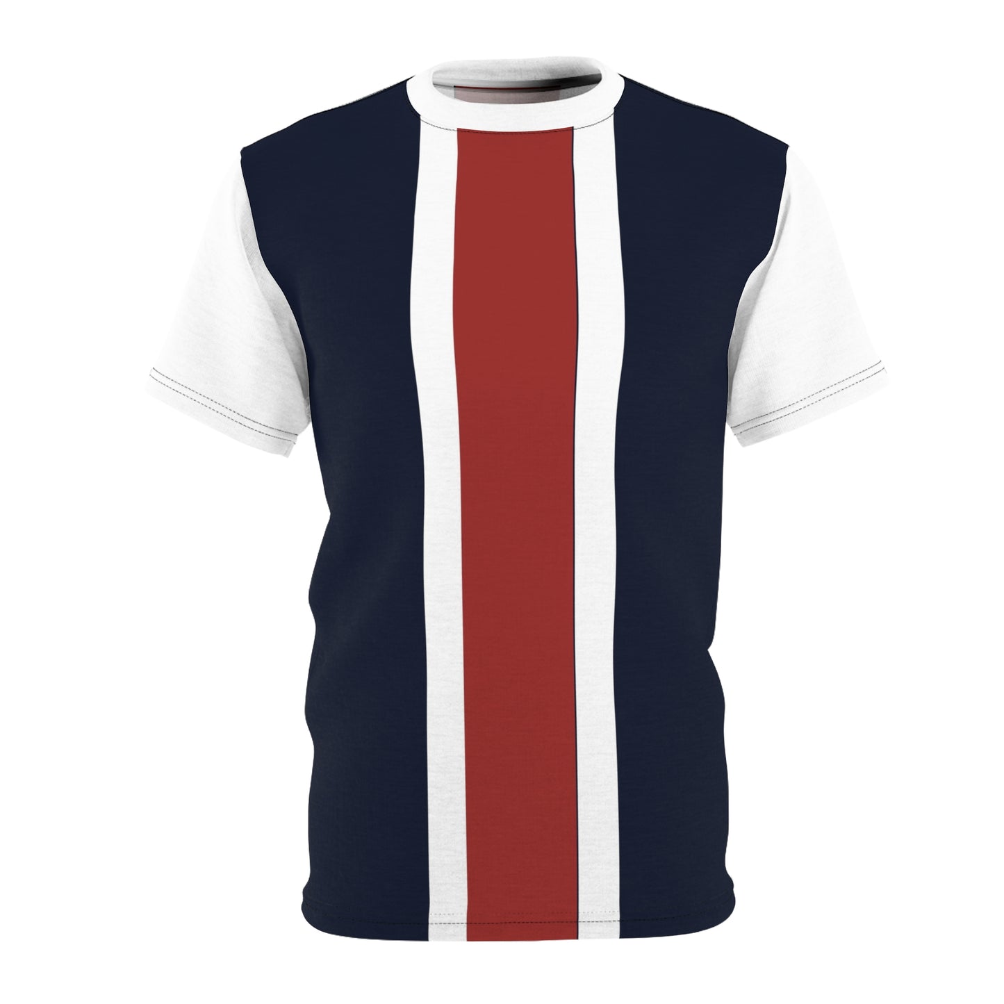 Lunar Midnight & Red-White Striped Stylish Unisex Cut & Sew Tee - Casual Wear, Everyday Style, Gift for Him/Her, Summer Fashion, Streetwear
