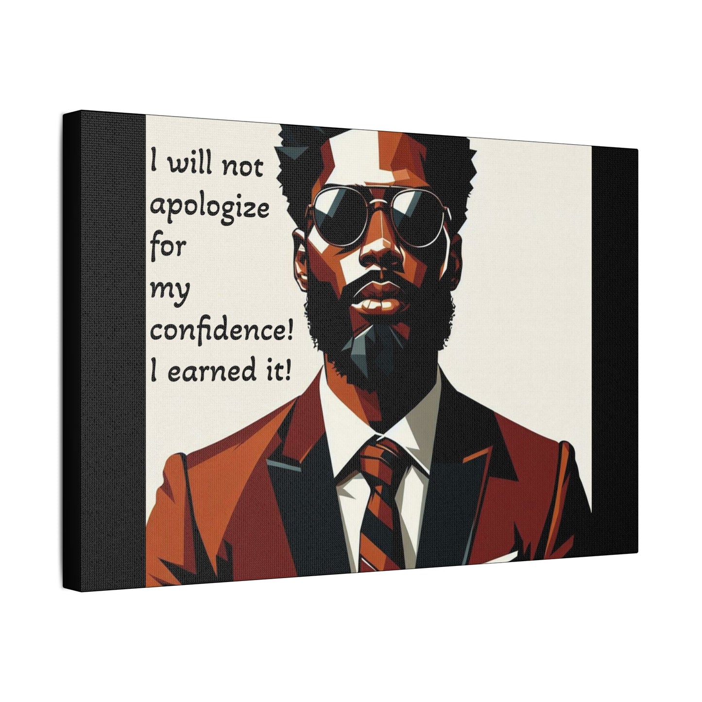 Afro Art Print Canvas, Wall Decor, Satin Stretched Canvas, African American Art, Office Decor, Home Decor - Confident Man In Suit