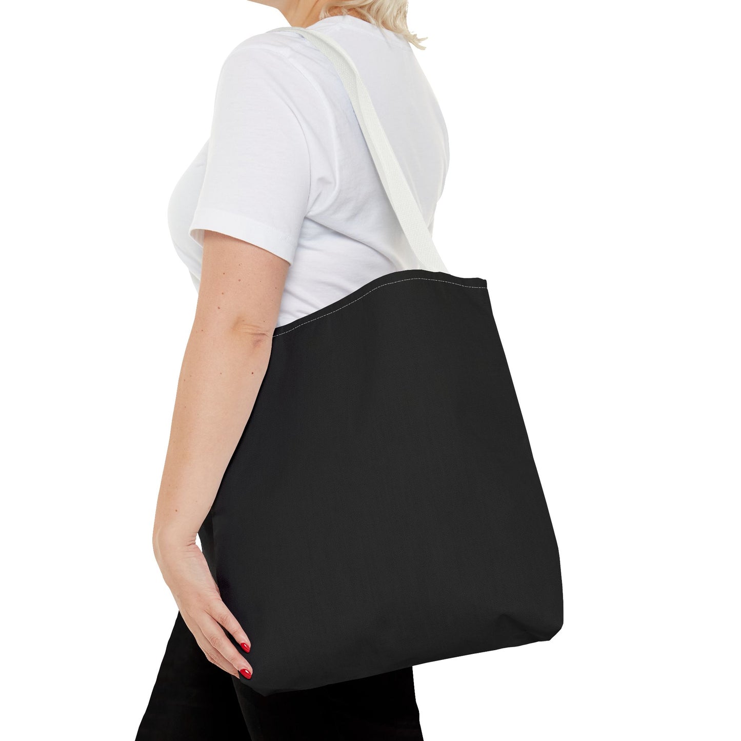 Stylish Black All-Over Print Tote Bag, Eco-Friendly Shopping Bag, Beach Tote, Gift for Her, Everyday Carryall