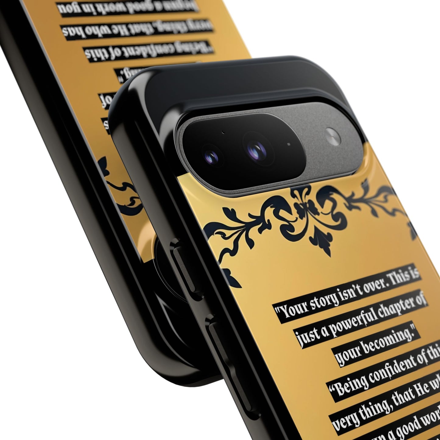 Elegant Floral Motif Phone Case - Tough Cases with Vintage Design - "Your story isn't over"