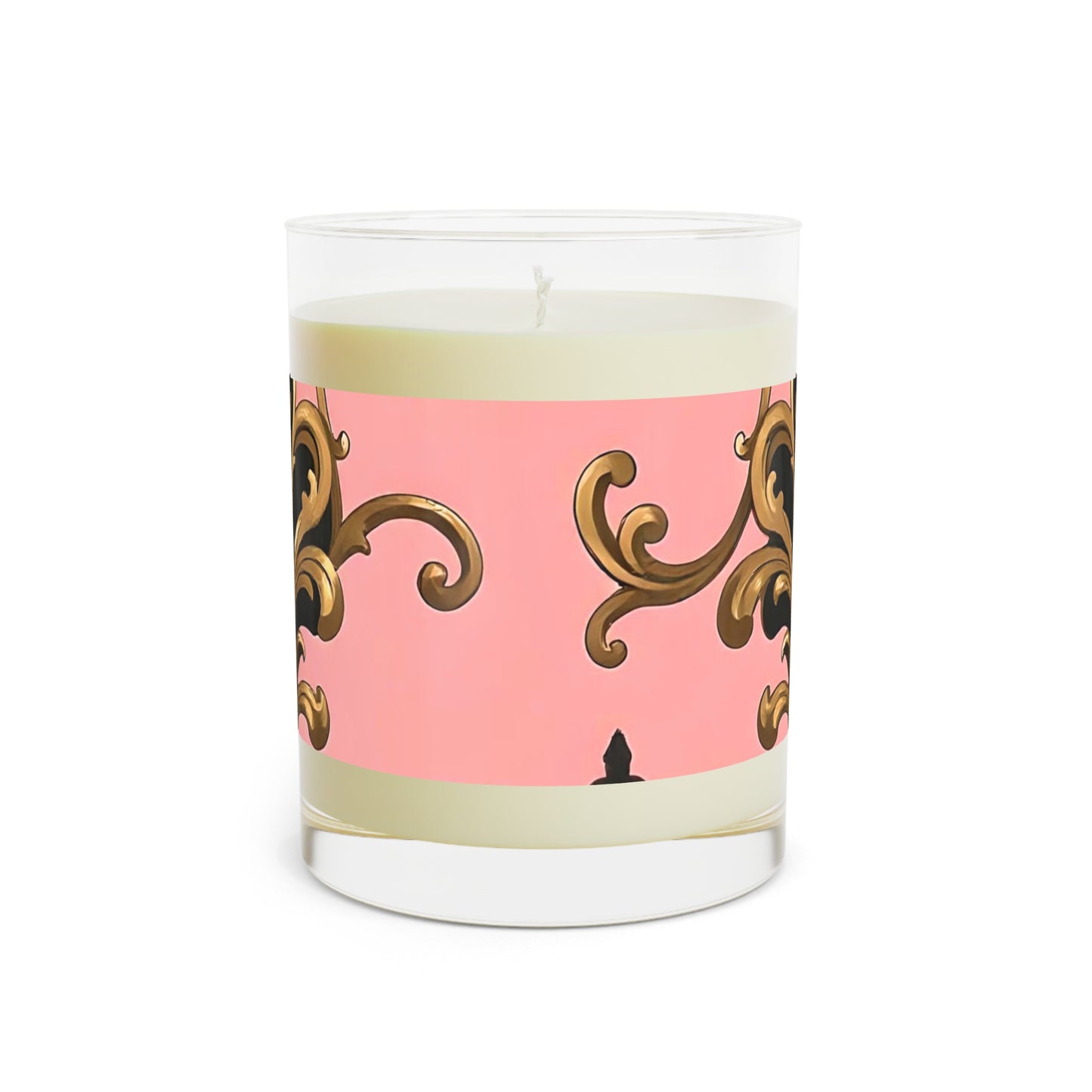 Elegant Floral Scented Candle - Home Decor, Gift for Her, Relaxation, Birthday Present, Aromatherapy - Pink, Black & Gold Rococo