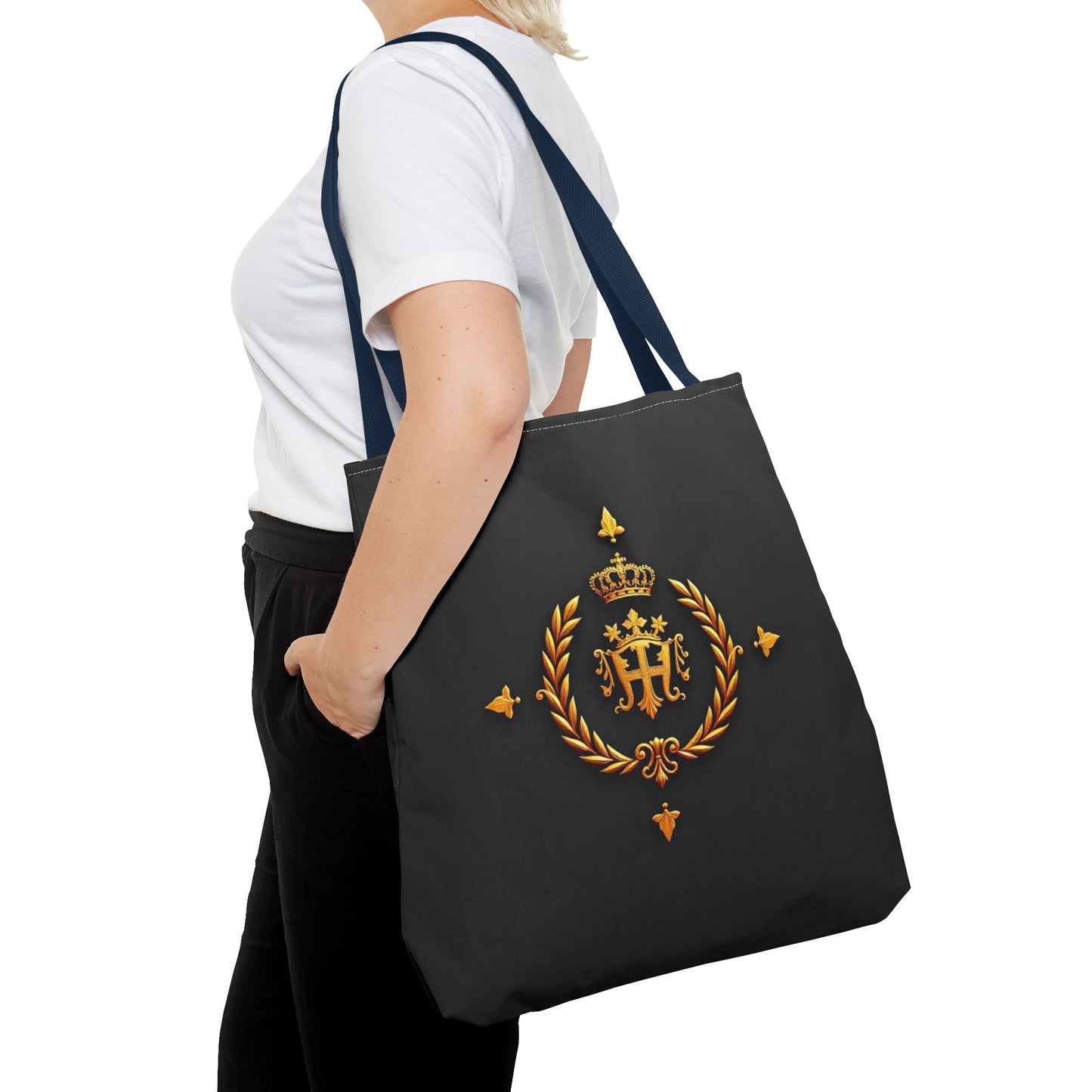 Luxurious Gold Emblem Tote Bag | Chic Shoulder Bag, Everyday Carryall, Great Gift for Her, Eco-Friendly Shopping Bag - Gold Crest