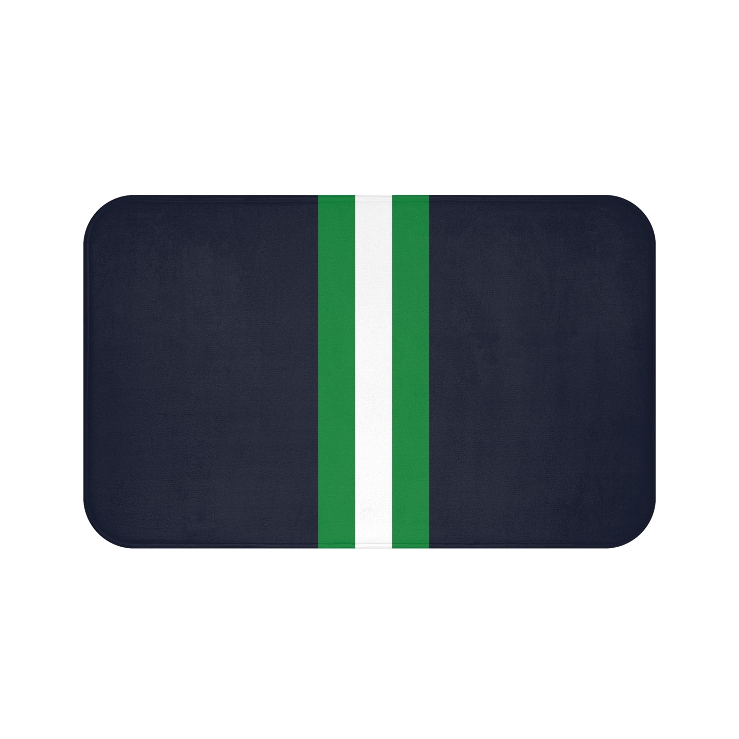 Lunar Midnight & Green-White Striped Bath Mat | Soft Non-Slip Mat for Bathroom, Home Decor, Beach House, Gift