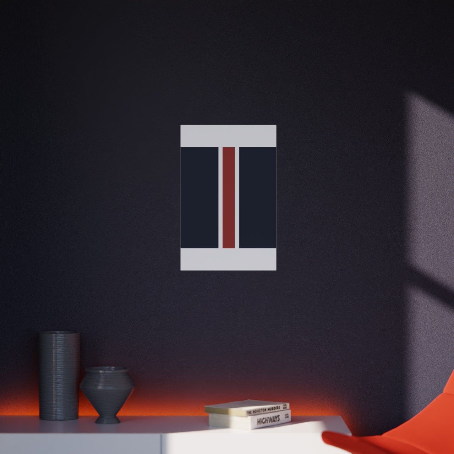 Lunar Midnight & Red-White Striped Stylish Foam Board Decor, Modern Wall Art, Home Office Decoration, Customizable Display Board
