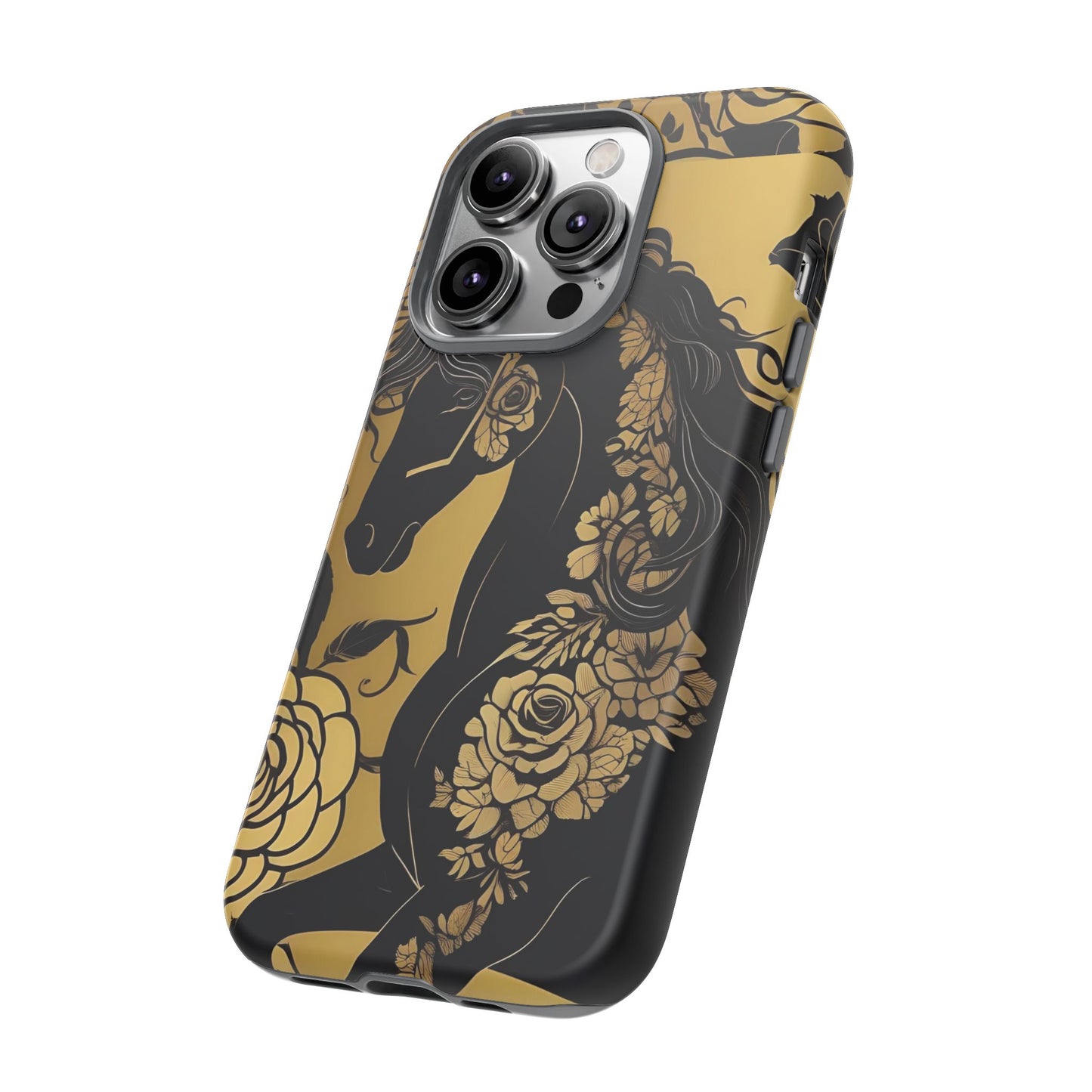 Phone Case - Elegant Horse & Roses Design