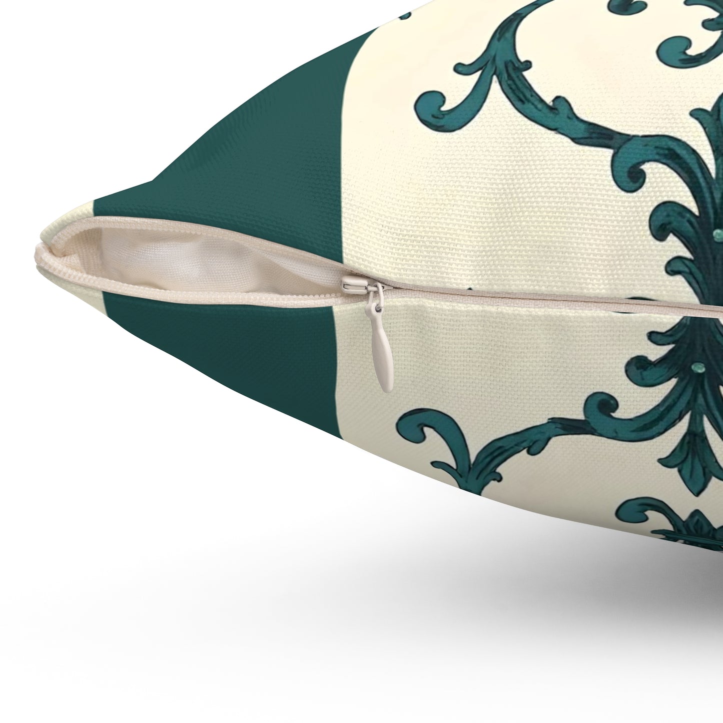 Spun Polyester Square Pillow - Teal Striped Rococo