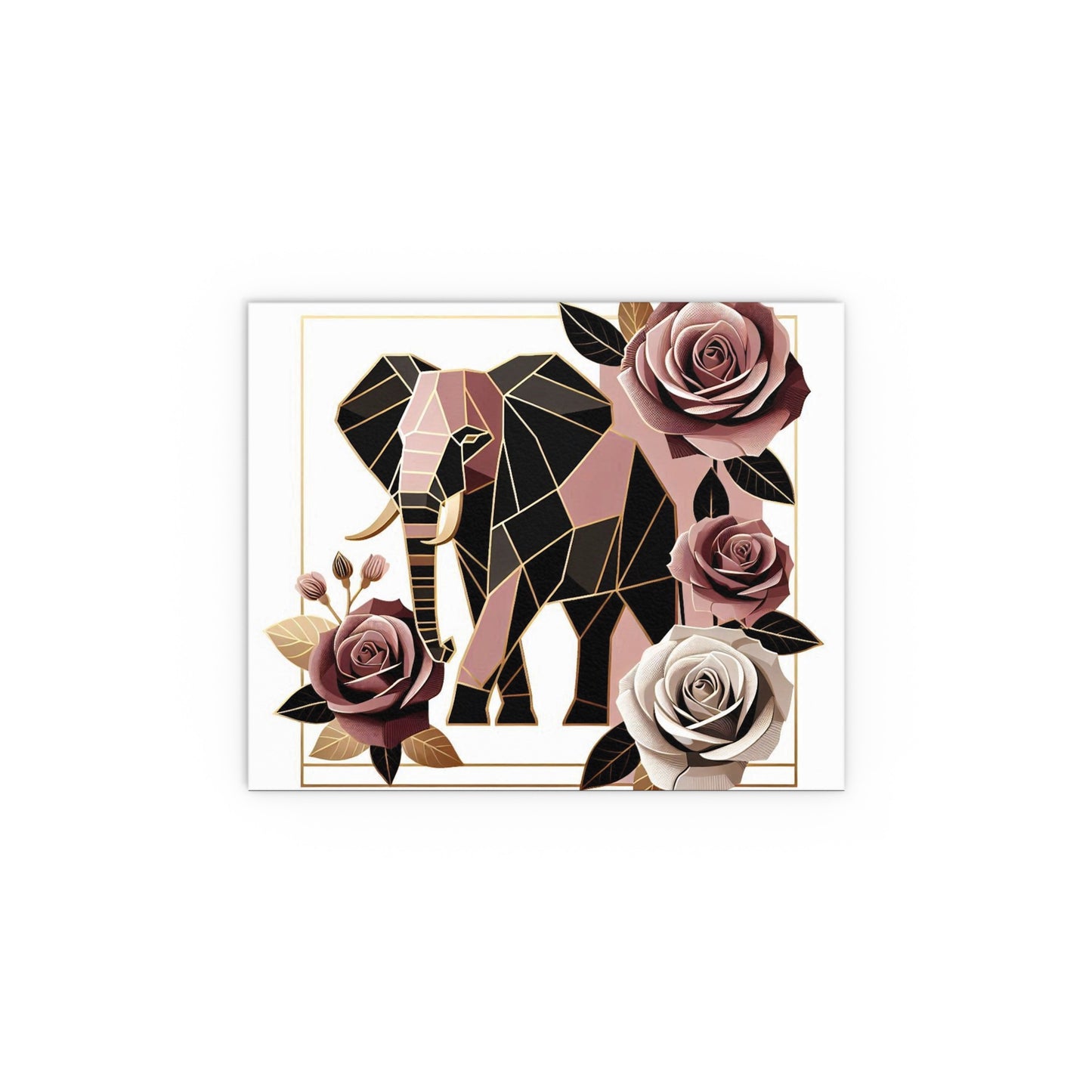 Elegant Floral Silk Poster - Indoor/Outdoor Wall Art for Home Decor - Brown & Mauve Elephant & Roses