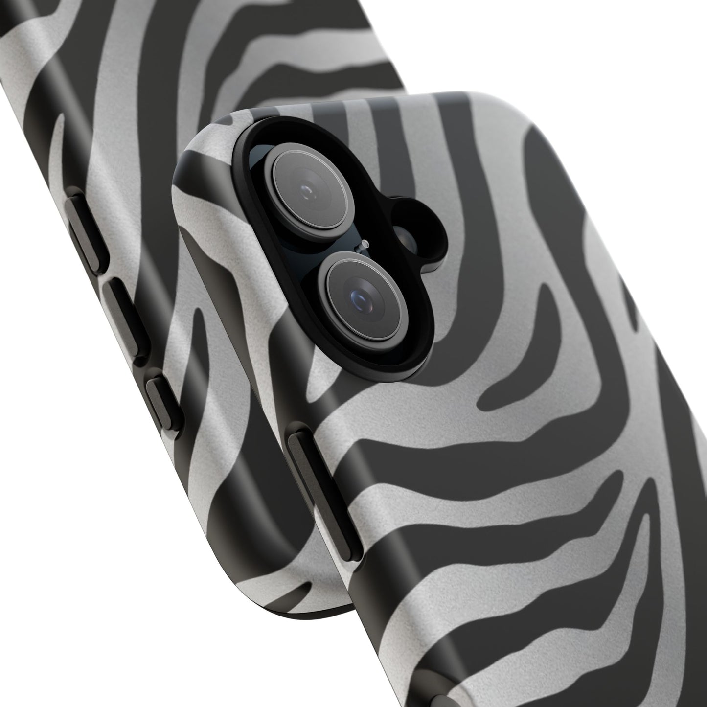 Zebra Print Tough Phone Case - Silver