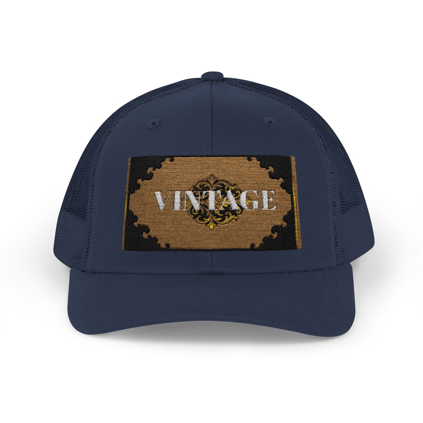 Mauve & Black-Gold Vintage Baroque Patch Trucker Cap