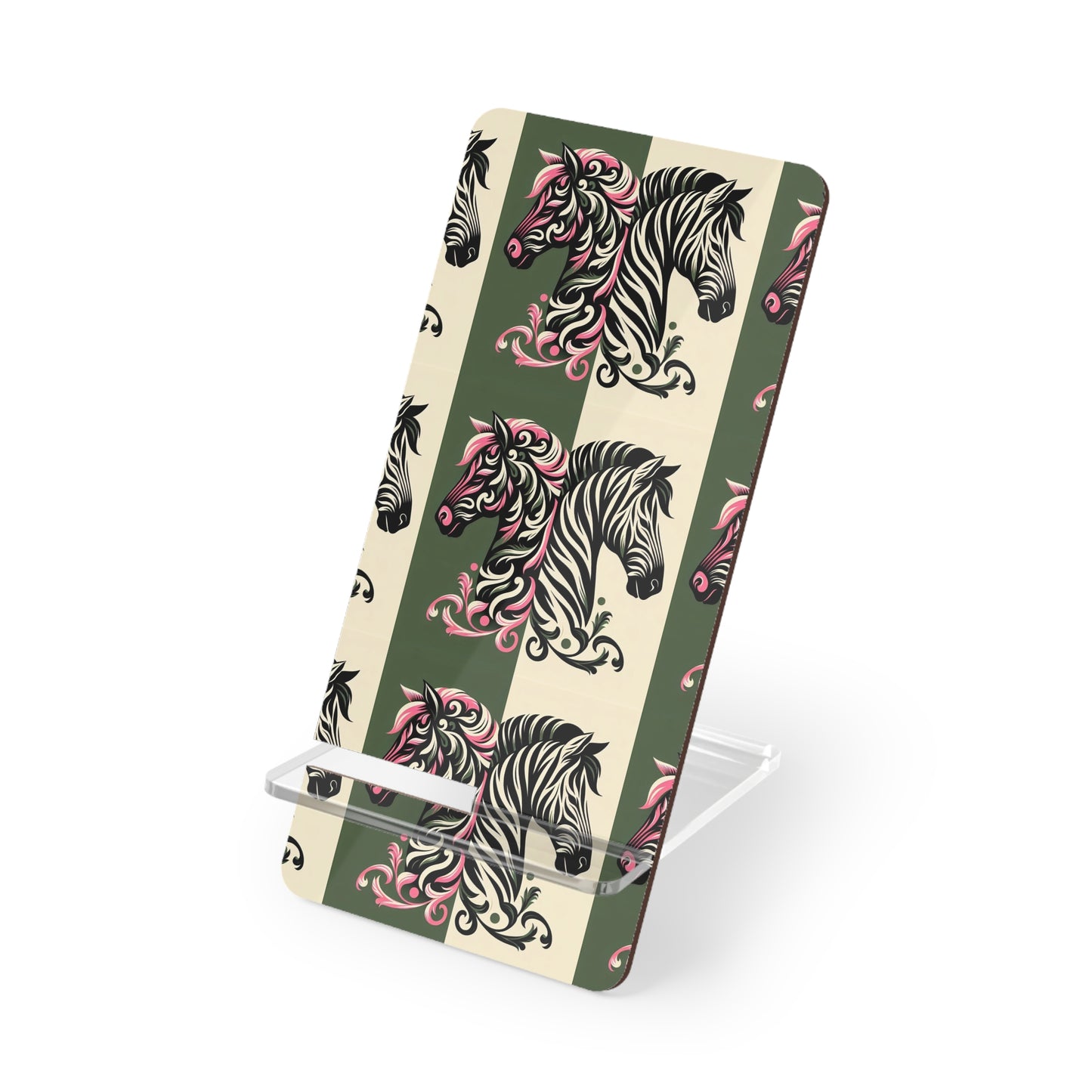 Elegant Floral Motif Smartphone Display Stand - Zebra & Damask - Decorative Mobile Holder