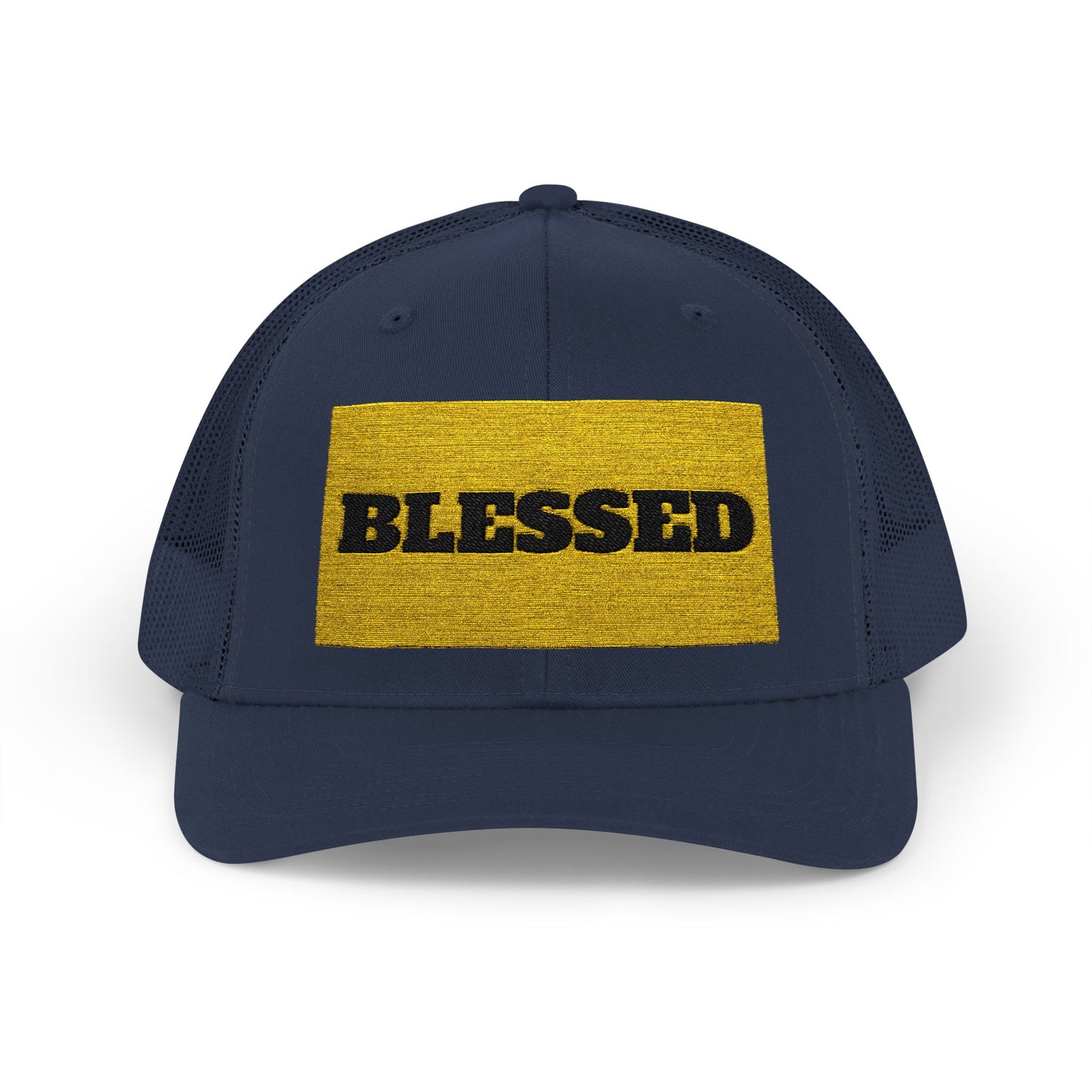 Blessed In Gold Snapback Trucker Cap for Everyday Inspiration, Faith-Based Accessory, Adjustable Hat, Gift for Friends, Motivational Cap