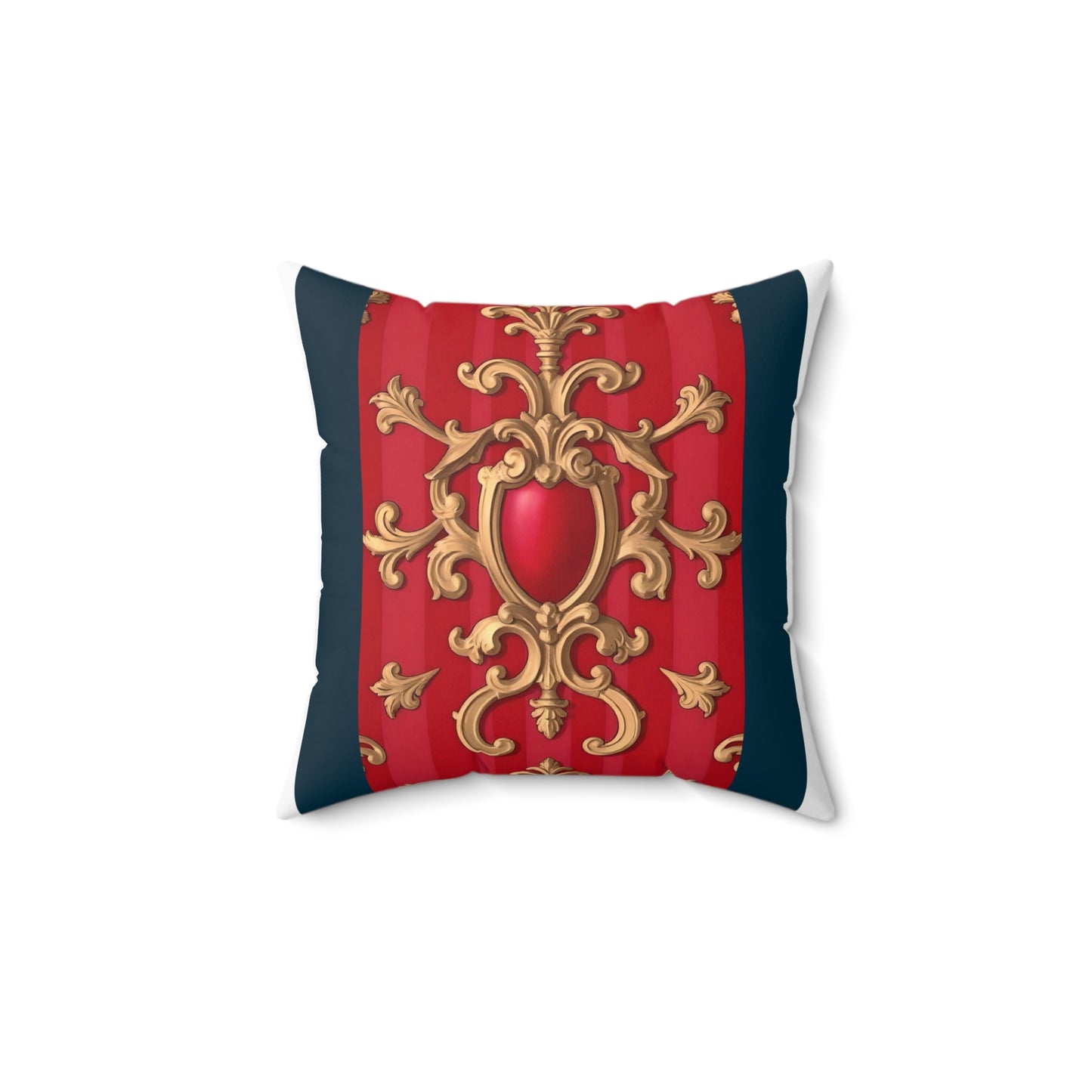 Regal Decorative Pillow - Elegant Home Decor, Luxury Cushion, Statement Pillow, Gift for Homeowners - Blue, Red & White Striped Baroque