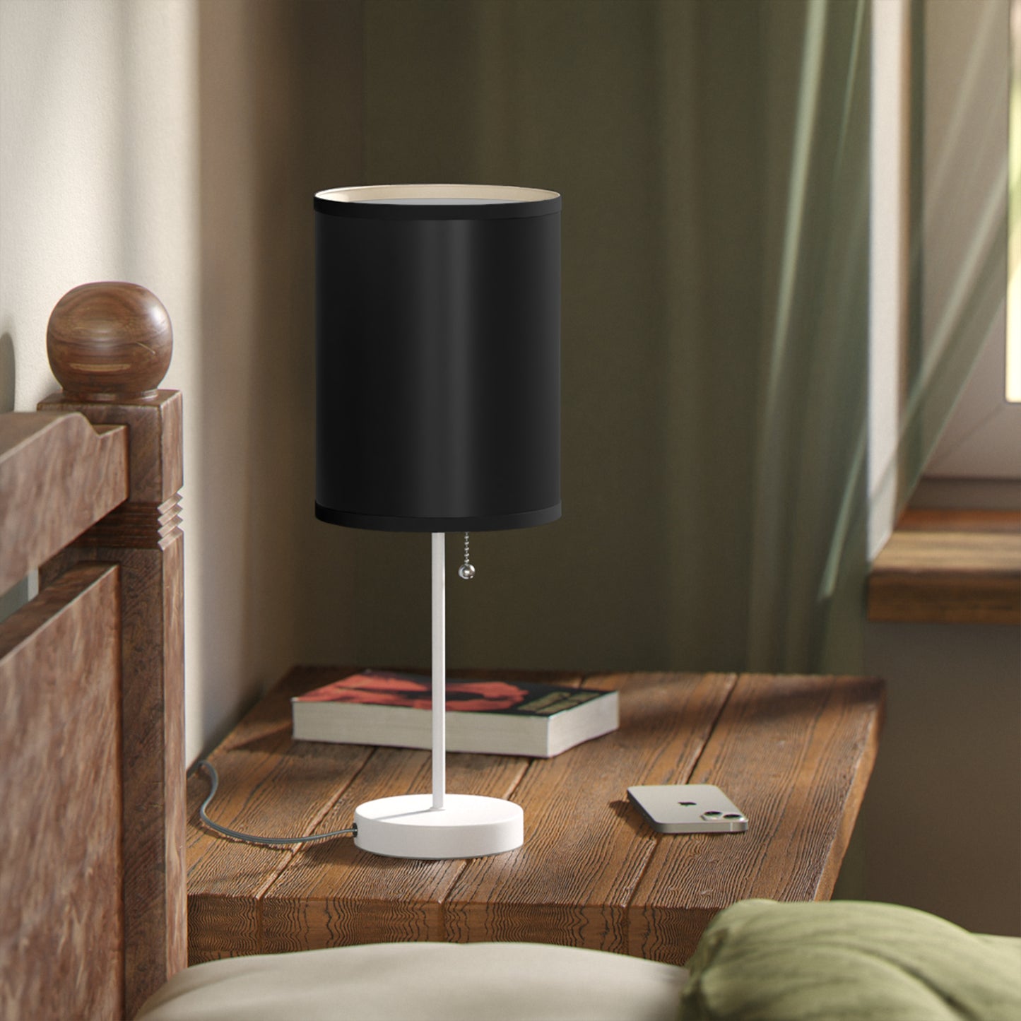 Modern Black Table Lamp, Minimalist Decor, Black Stand Lamp, Bedroom Night Light, USB Plug Lamp, Home Office Lighting