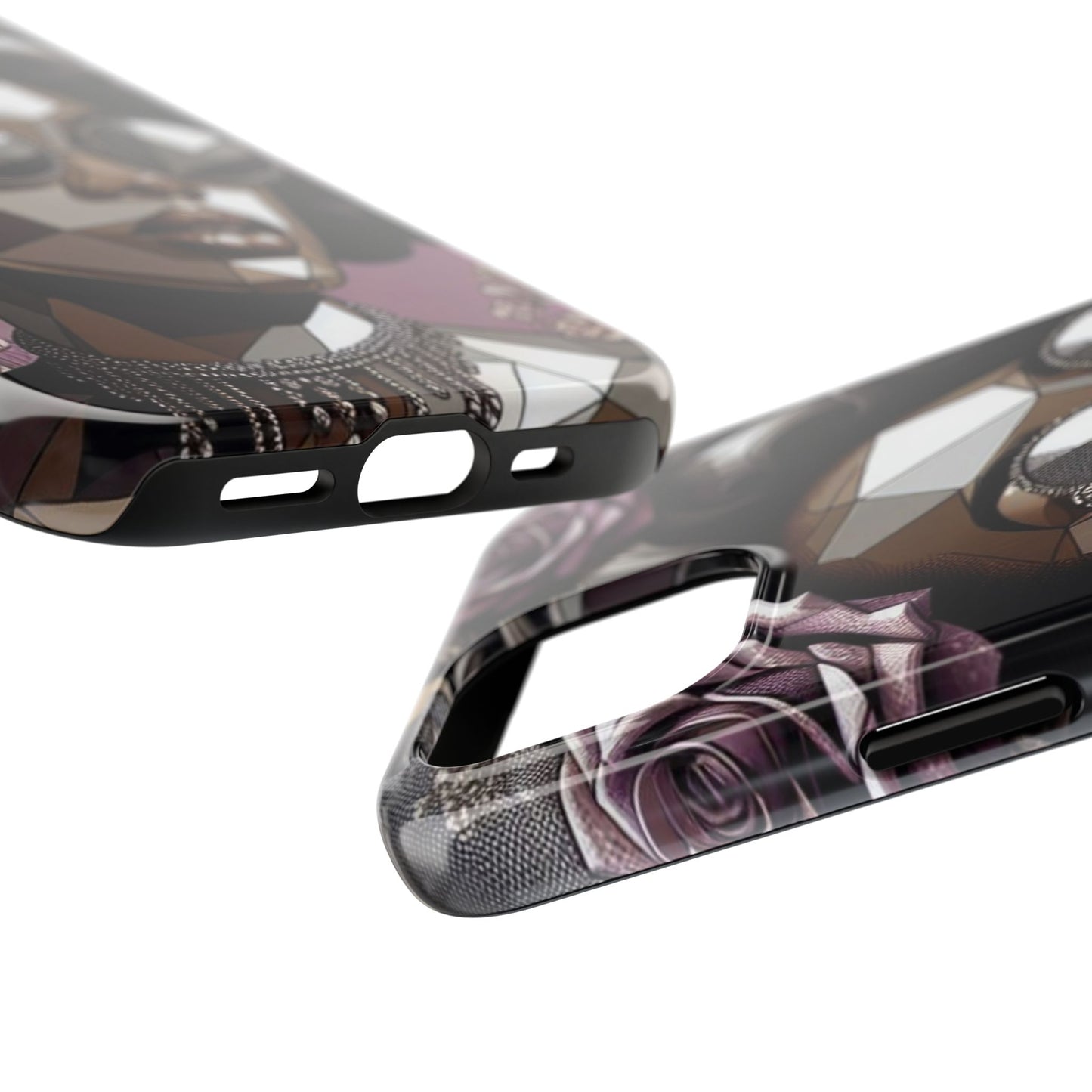 Chic Geometric Phone Case, Stylish Tough Case for Women, Unique Gift, Floral Design, Modern Accessories for Everyday Use - Lilac Baroque Lady