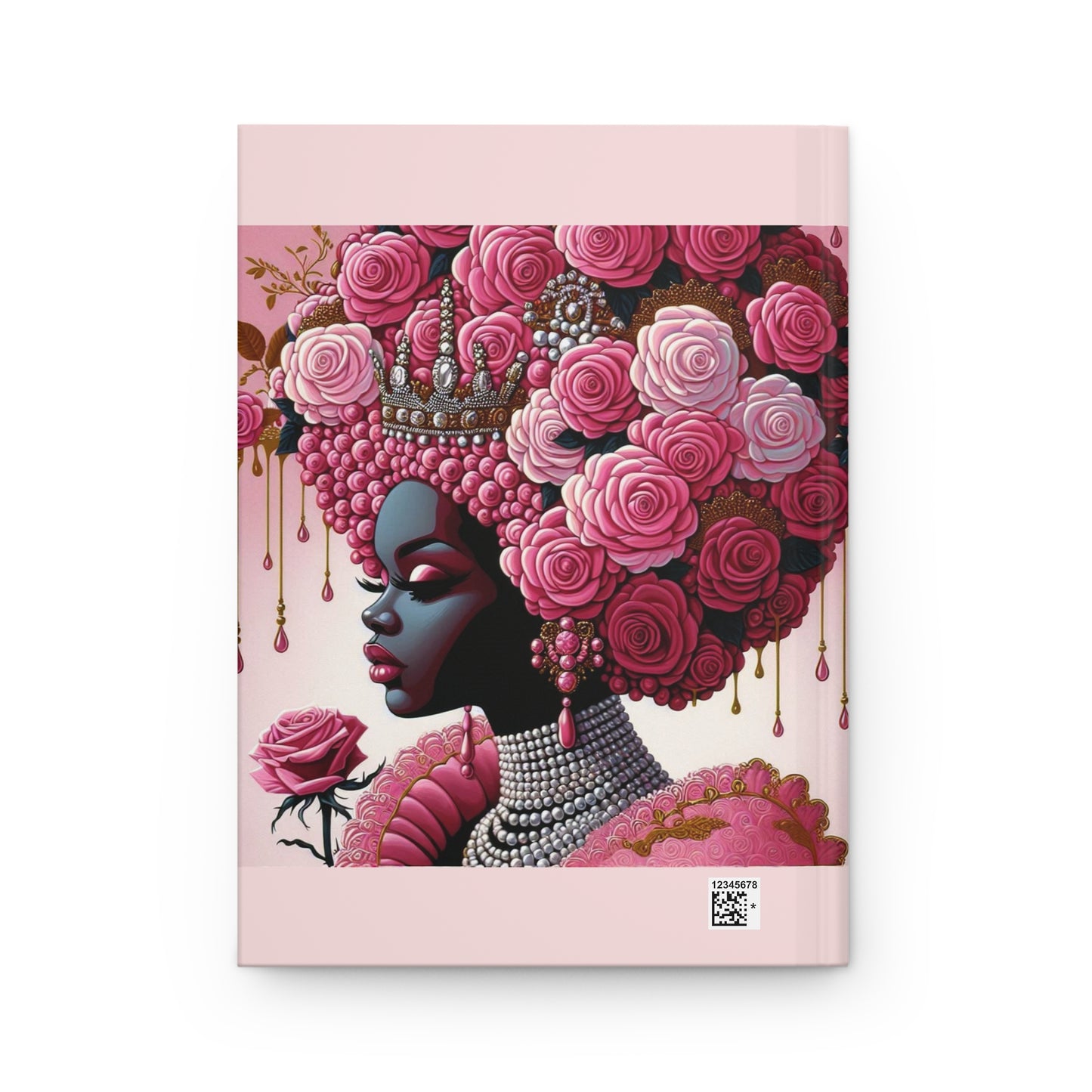 Elegant Floral Hardcover Journal - Stylish Writing Notebook - Pink Lady With Roses Design