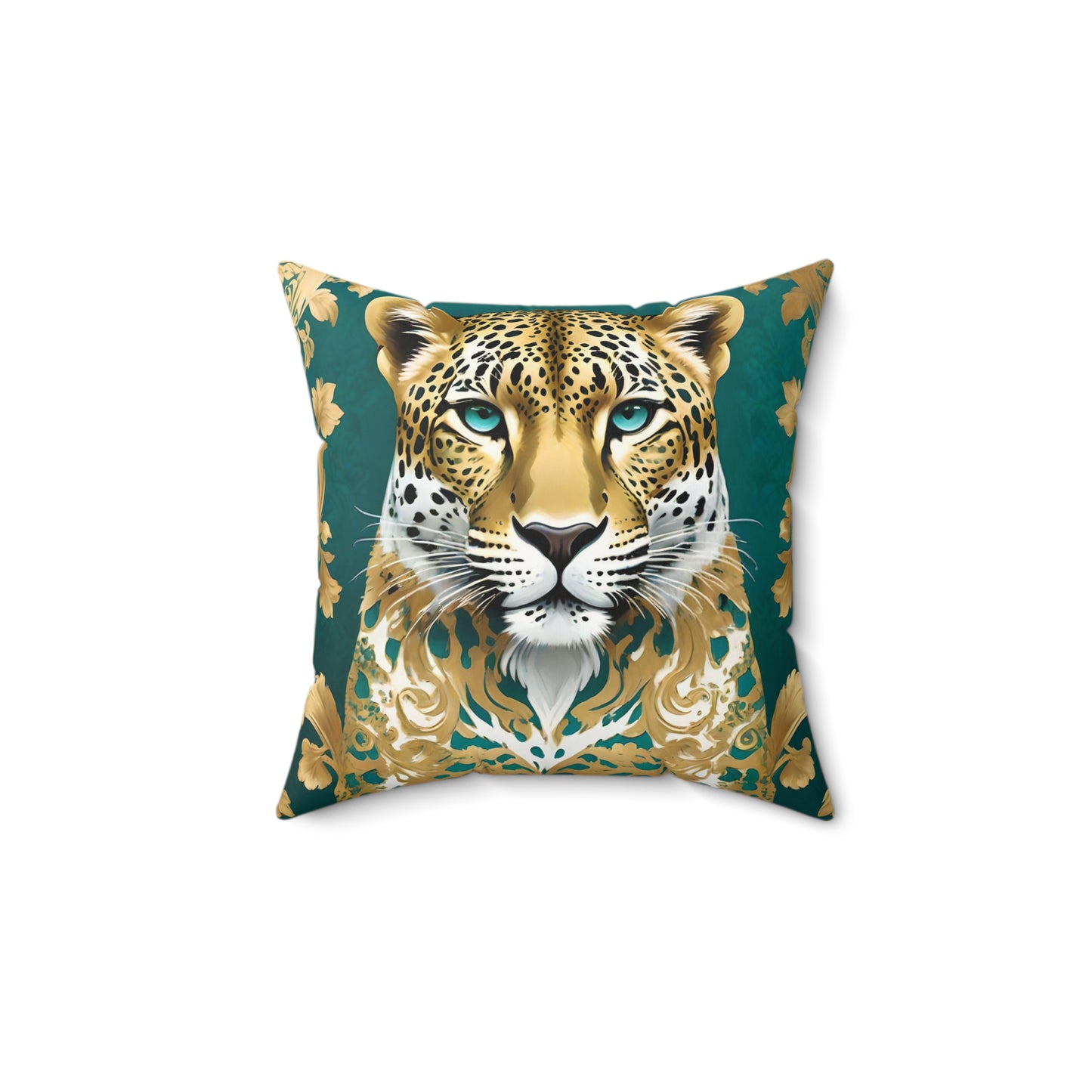 Luxurious Leopard Faux Suede Pillow | Bohemian Home Decor | Gold Leopard Print Cushion