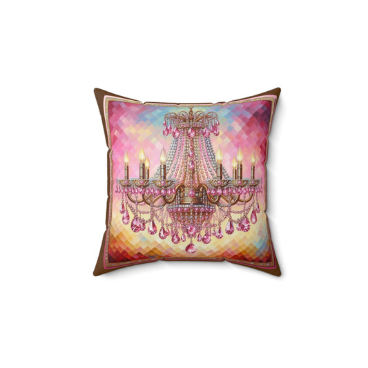 Elegant Glam Chandelier Pillow, Chic Home Decor, Elegant Gift for Her, Wedding Decoration, Vibrant Cushion - Pink Jeweled Chandelier