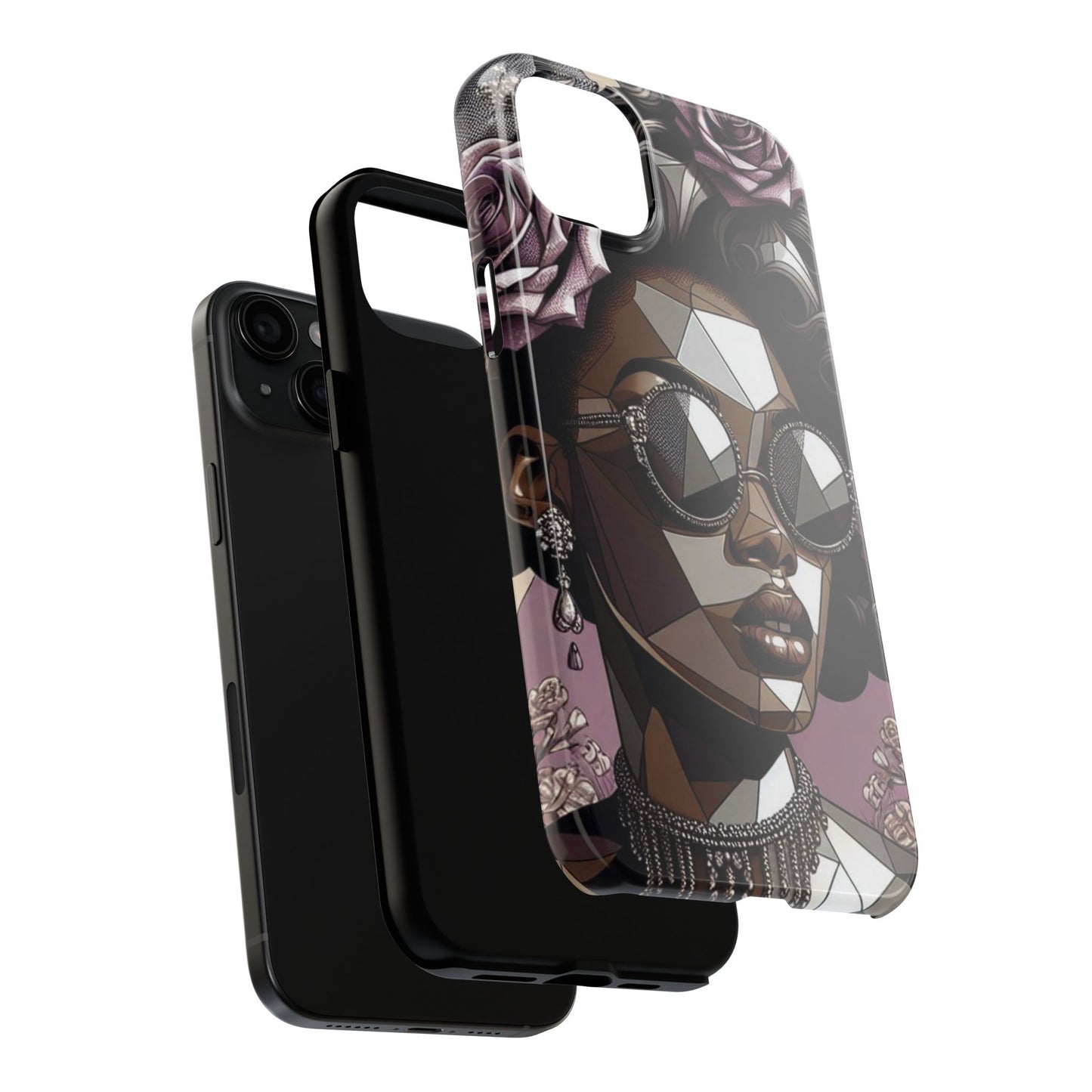 Chic Geometric Phone Case, Stylish Tough Case for Women, Unique Gift, Floral Design, Modern Accessories for Everyday Use - Lilac Baroque Lady