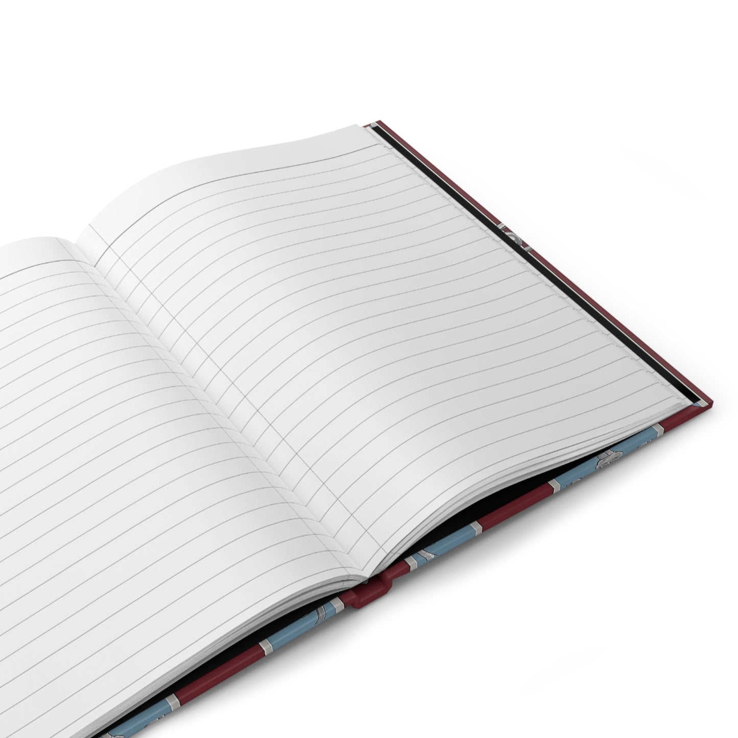 Elegant Hardcover Journal - Classic Design for Writing & Reflection - Ice Blue & Burgundy Striped Baroque