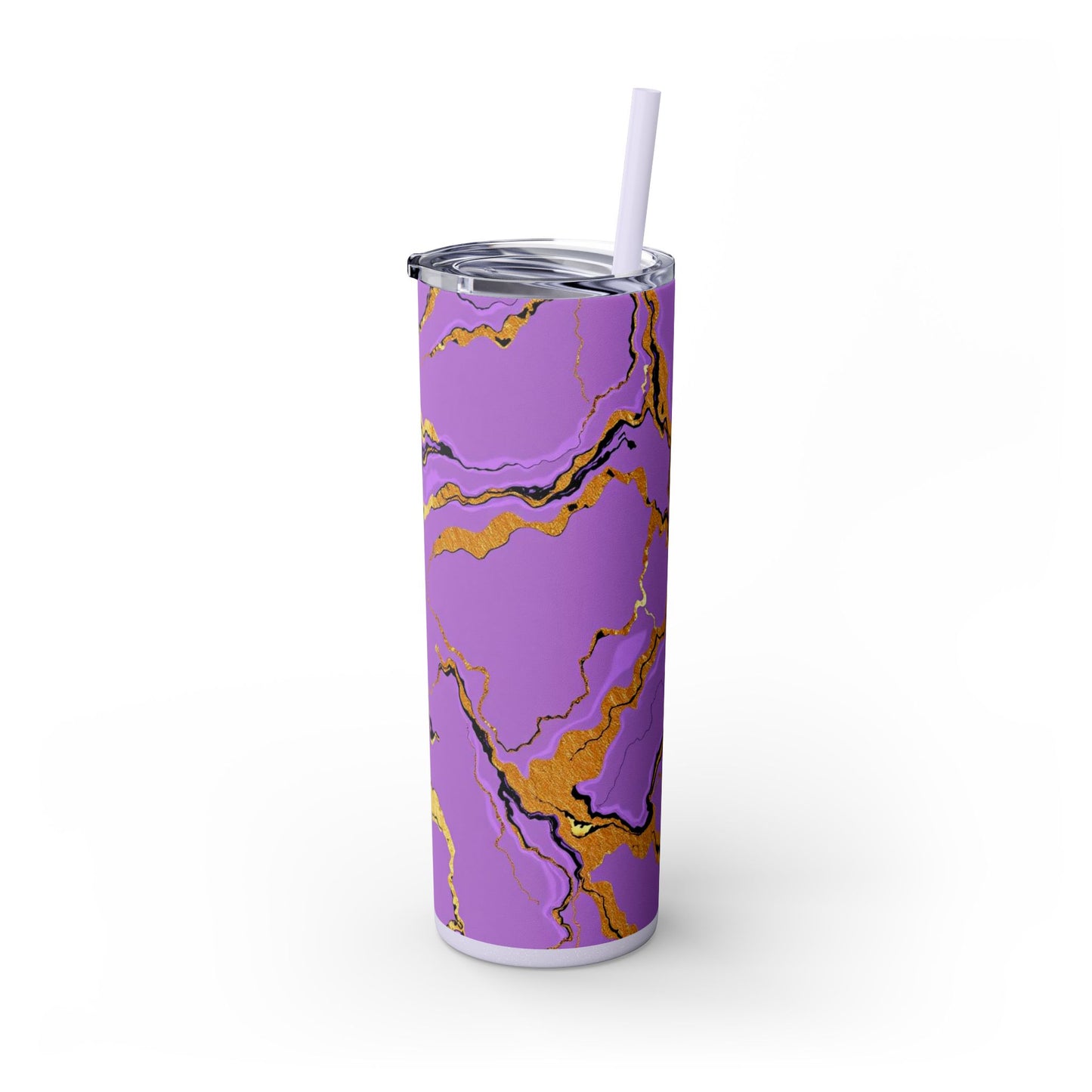 Stylish Marble Lavender Skinny Tumbler, 20oz - Trendy Drinkware for Home, Office, Travel, Gifts, Women, Fashionable Beverages