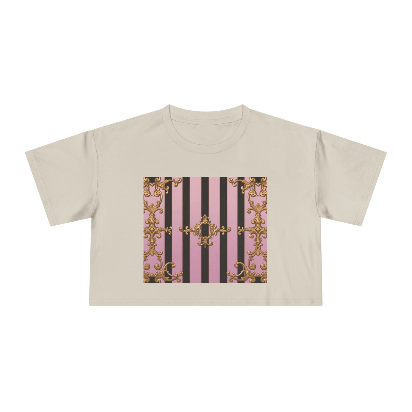 Chic Baroque Women's Crop Tee, Boho Style Top, Casual Summer Shirt, Trendy Gift for Her, Stylish Crop Top for Festivals & Everyday