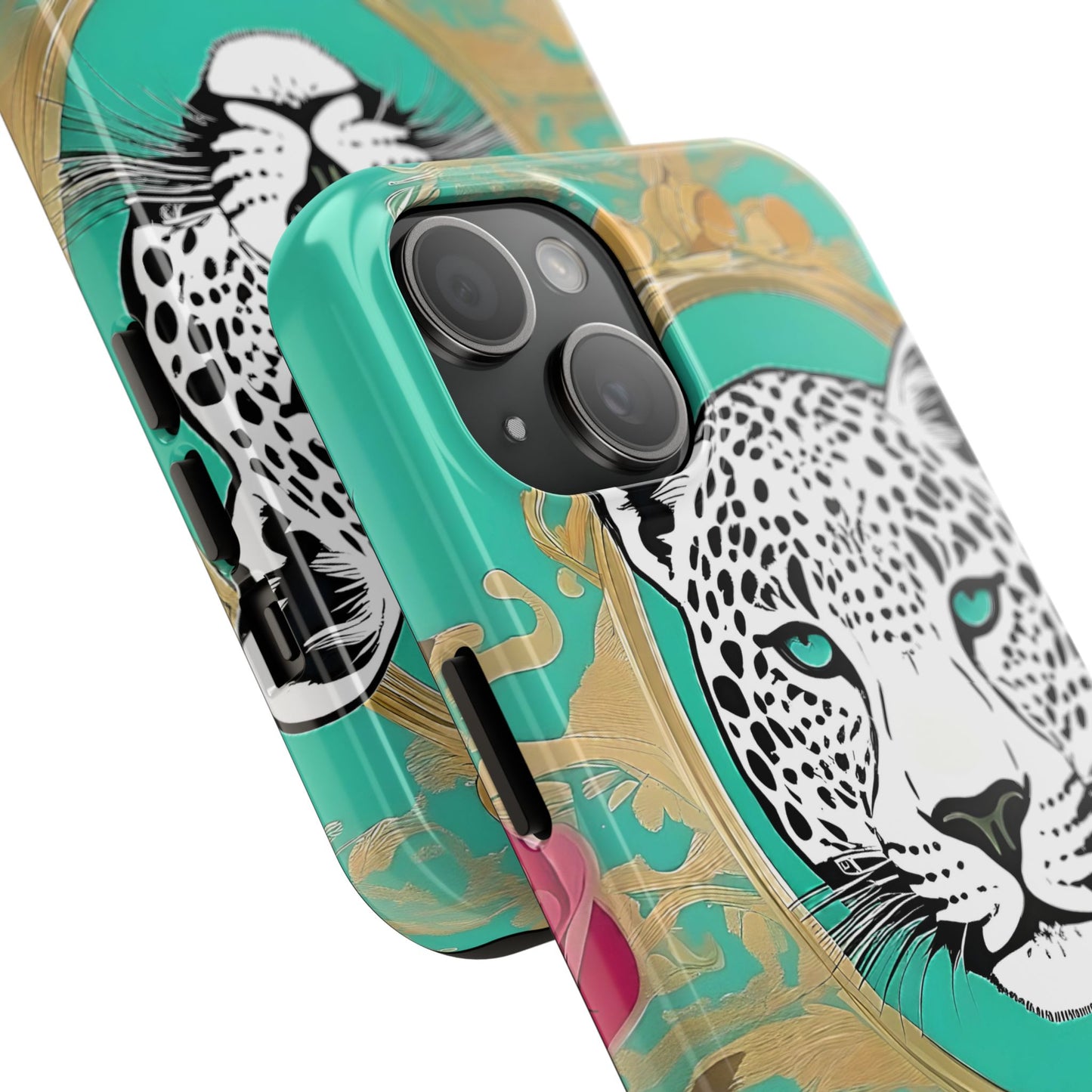 Leopard Tough Phone Case - Trendy Floral Design for Animal Lovers - Leopard & Rose