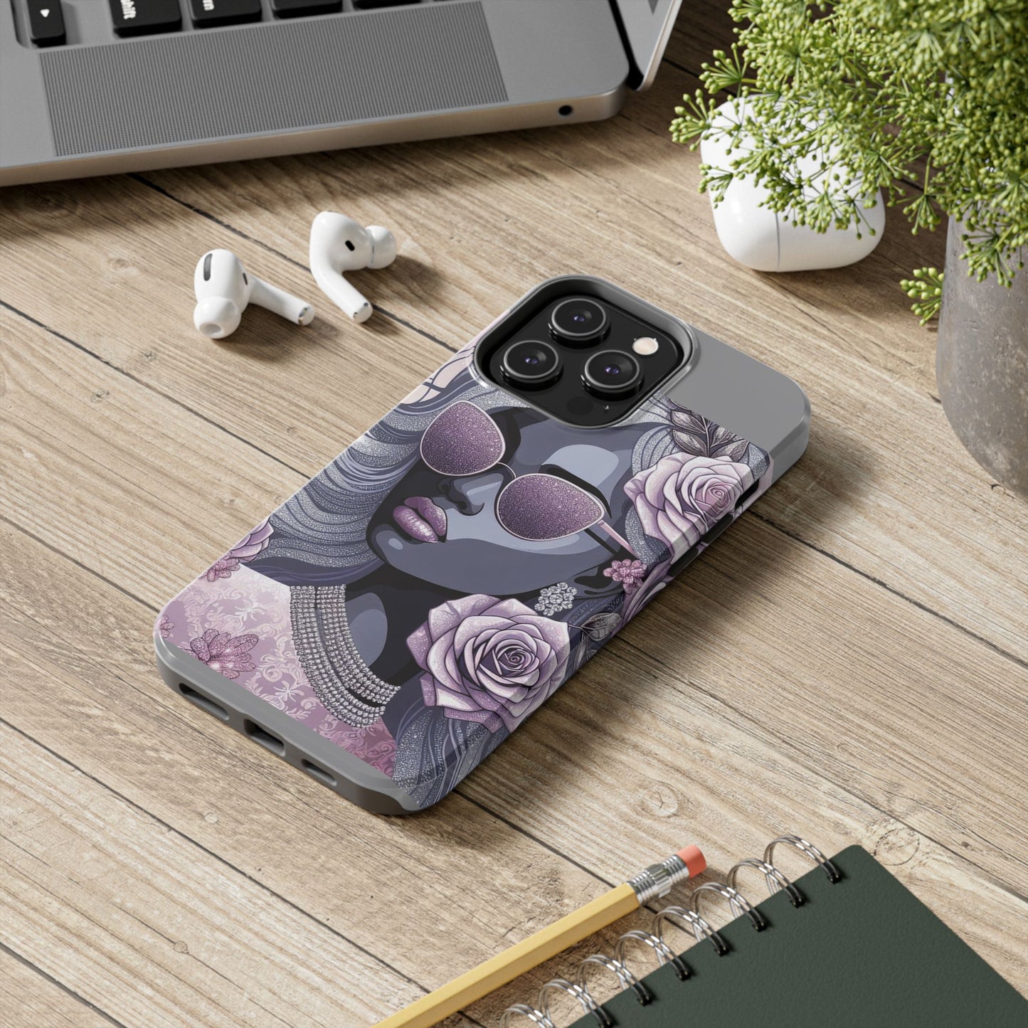 Glamorous Floral Tough Phone Case - Chic Protection for Trendsetters - Lilac & Lavender